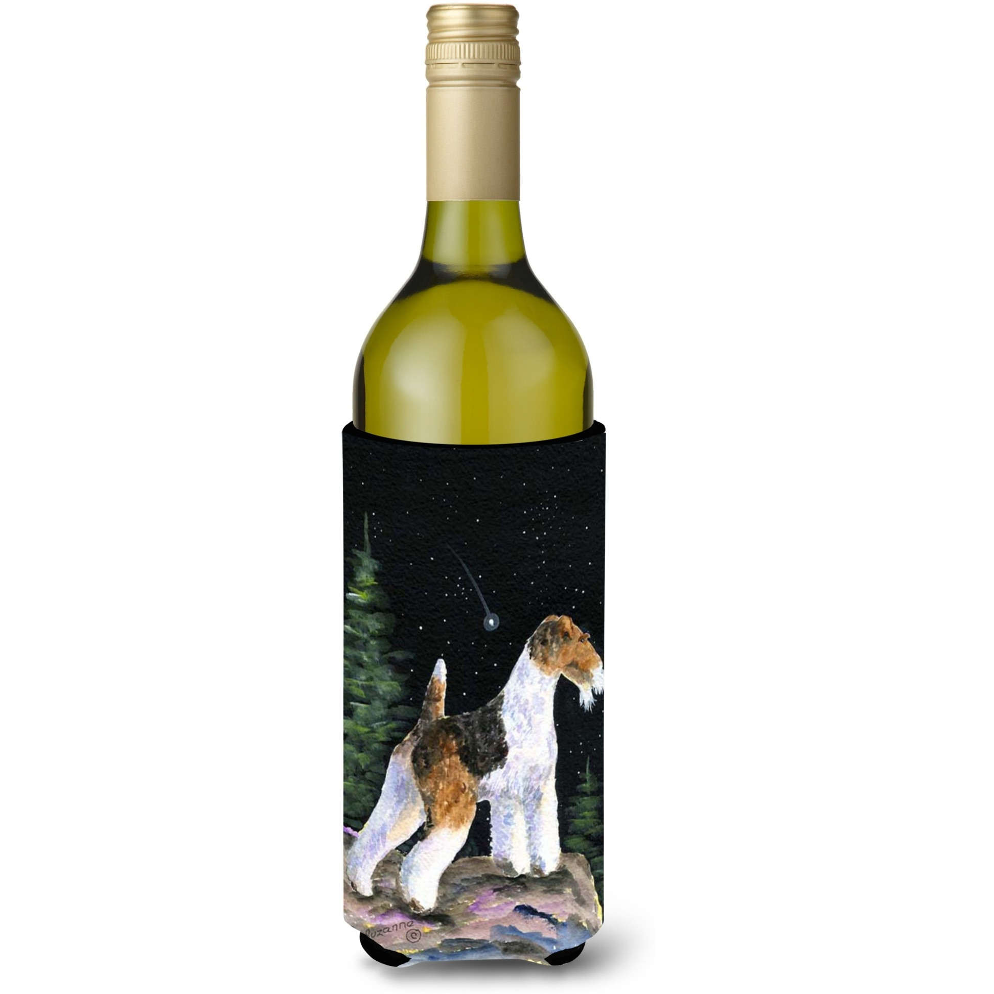 Starry Night Fox Terrier Wine Bottle Beverage Insulator Beverage Insulator Hugger