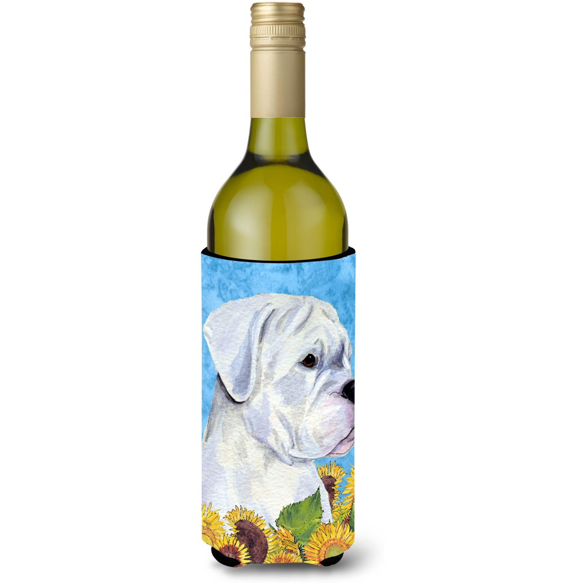 Boxer in Summer Flowers Wine Bottle Beverage Insulator Beverage Insulator Hugger SS4142LITERK