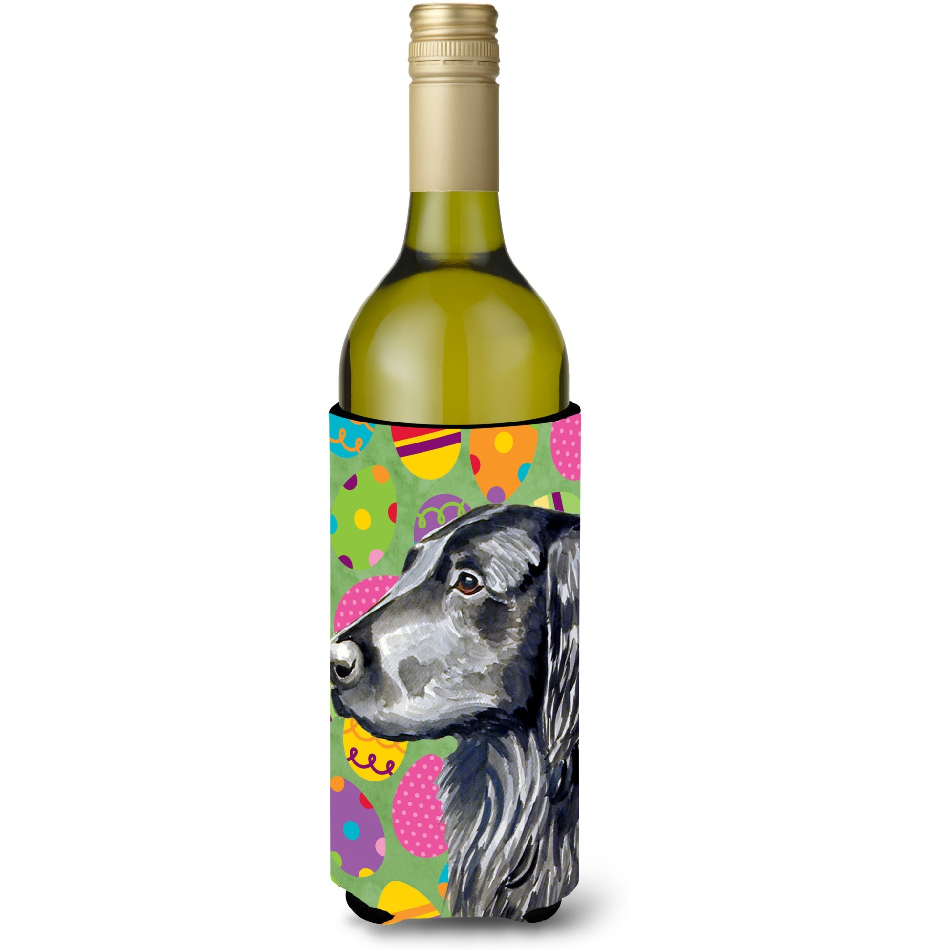 Flat Coated Retriever Easter Eggtravaganza Wine Bottle Beverage Insulator Beverage Insulator Hugger