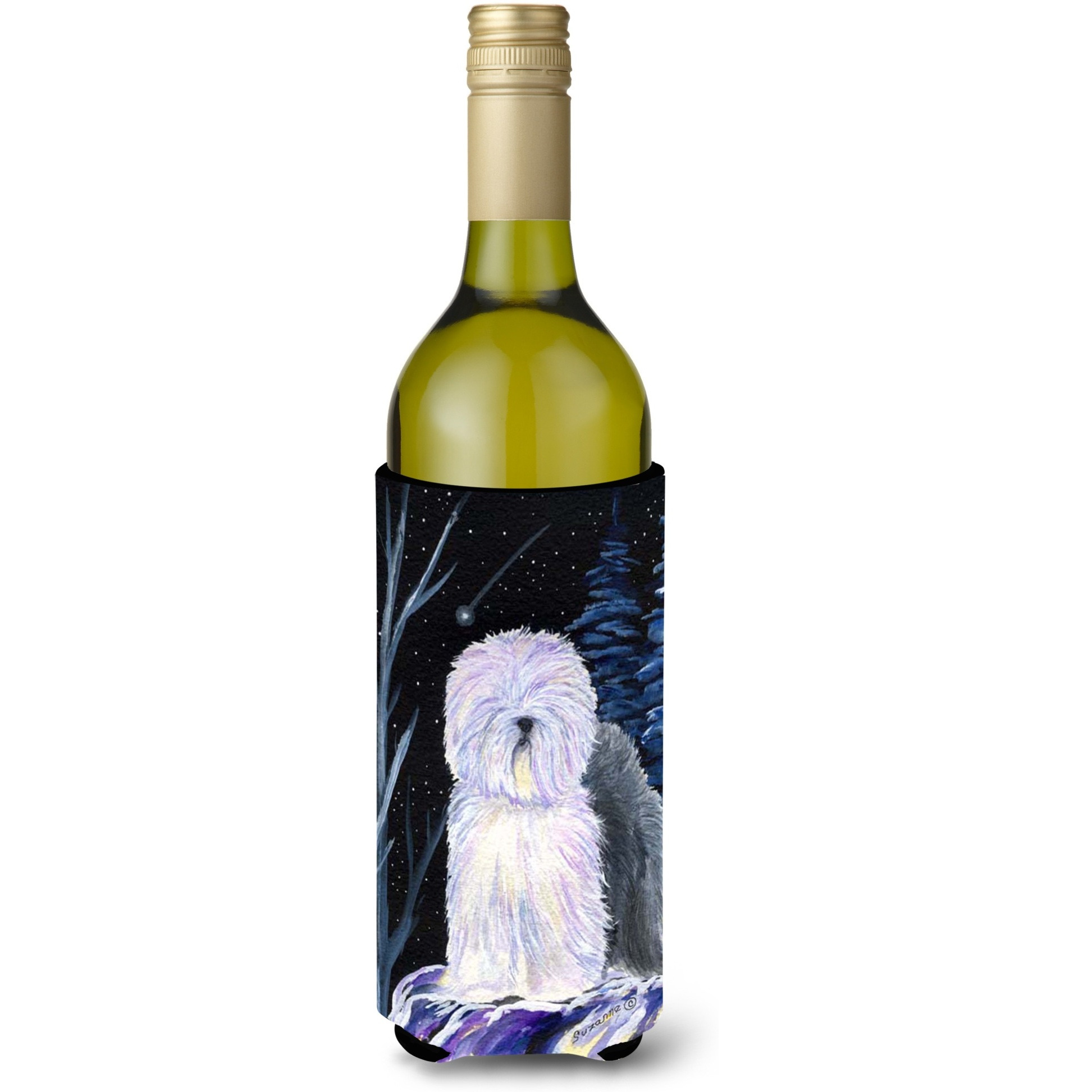 Starry Night Old English Sheepdog Wine Bottle Beverage Insulator Beverage Insulator Hugger SS8406LITERK