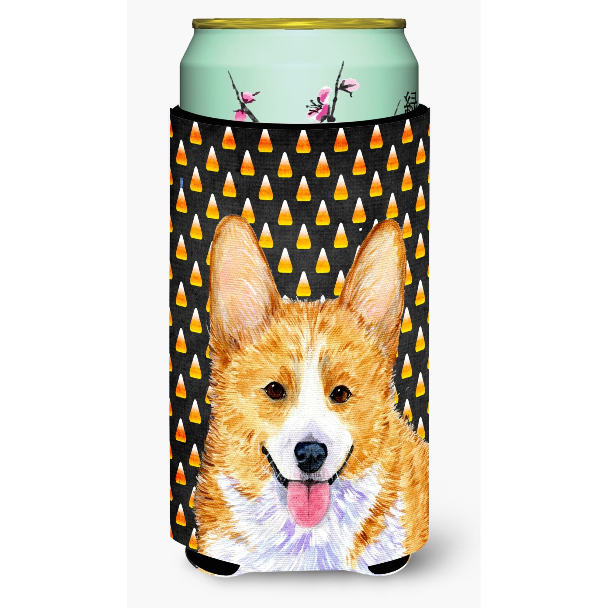 Corgi Candy Corn Halloween Portrait  Tall Boy Beverage Insulator Beverage Insulator Hugger