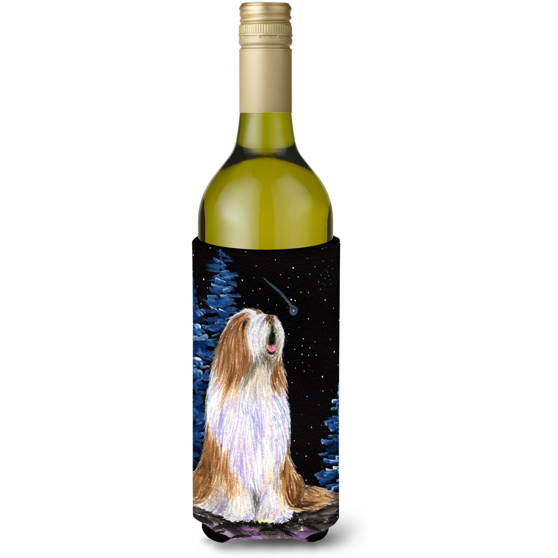 Starry Night Bearded Collie Wine Bottle Beverage Insulator Beverage Insulator Hugger SS8467LITERK