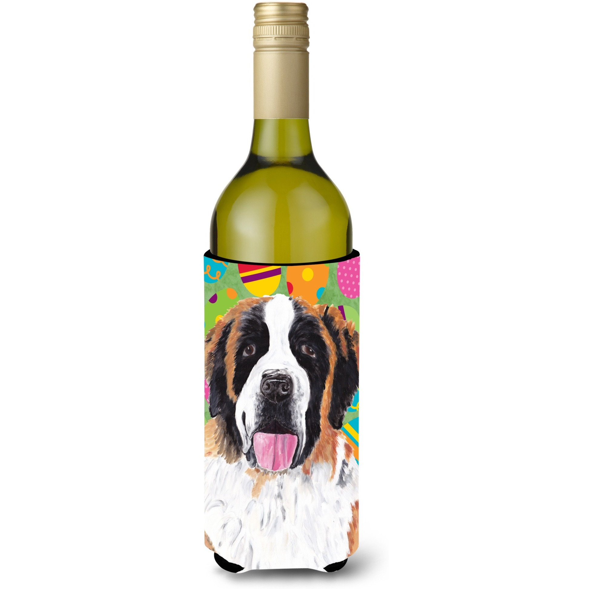Saint Bernard Easter Eggtravaganza Wine Bottle Beverage Insulator Beverage Insulator Hugger