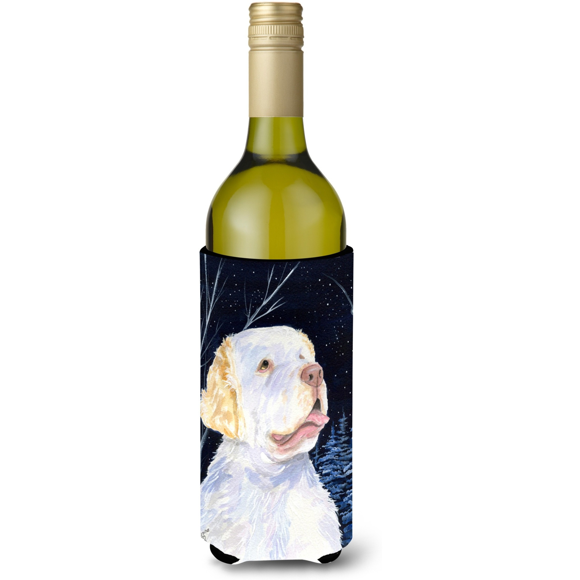 Starry Night Clumber Spaniel Wine Bottle Beverage Insulator Beverage Insulator Hugger