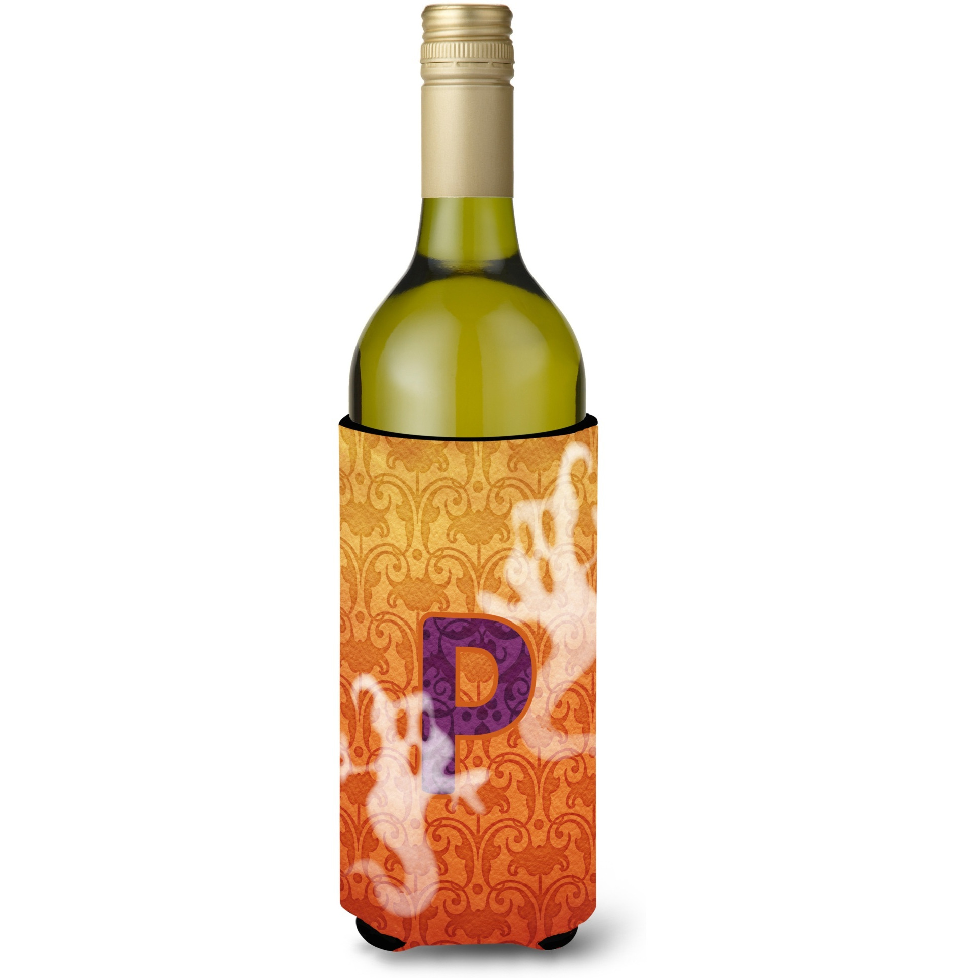 Halloween Ghosts Monogram Initial  Letter P Wine Bottle Beverage Insulator Beverage Insulator Hugger
