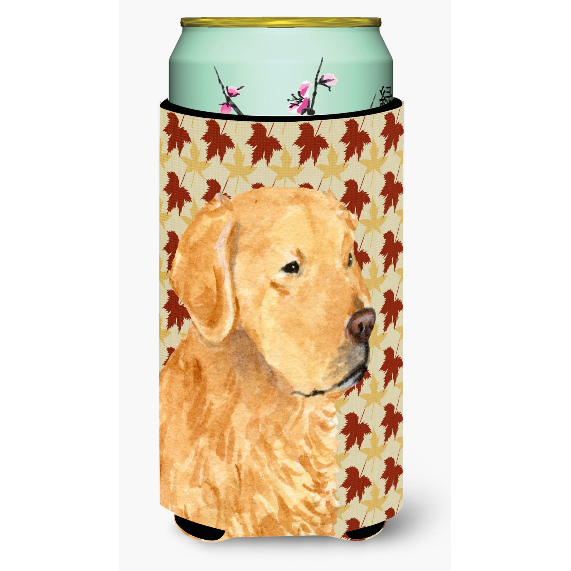 Golden Retriever Fall Leaves Portrait  Tall Boy Beverage Insulator Beverage Insulator Hugger