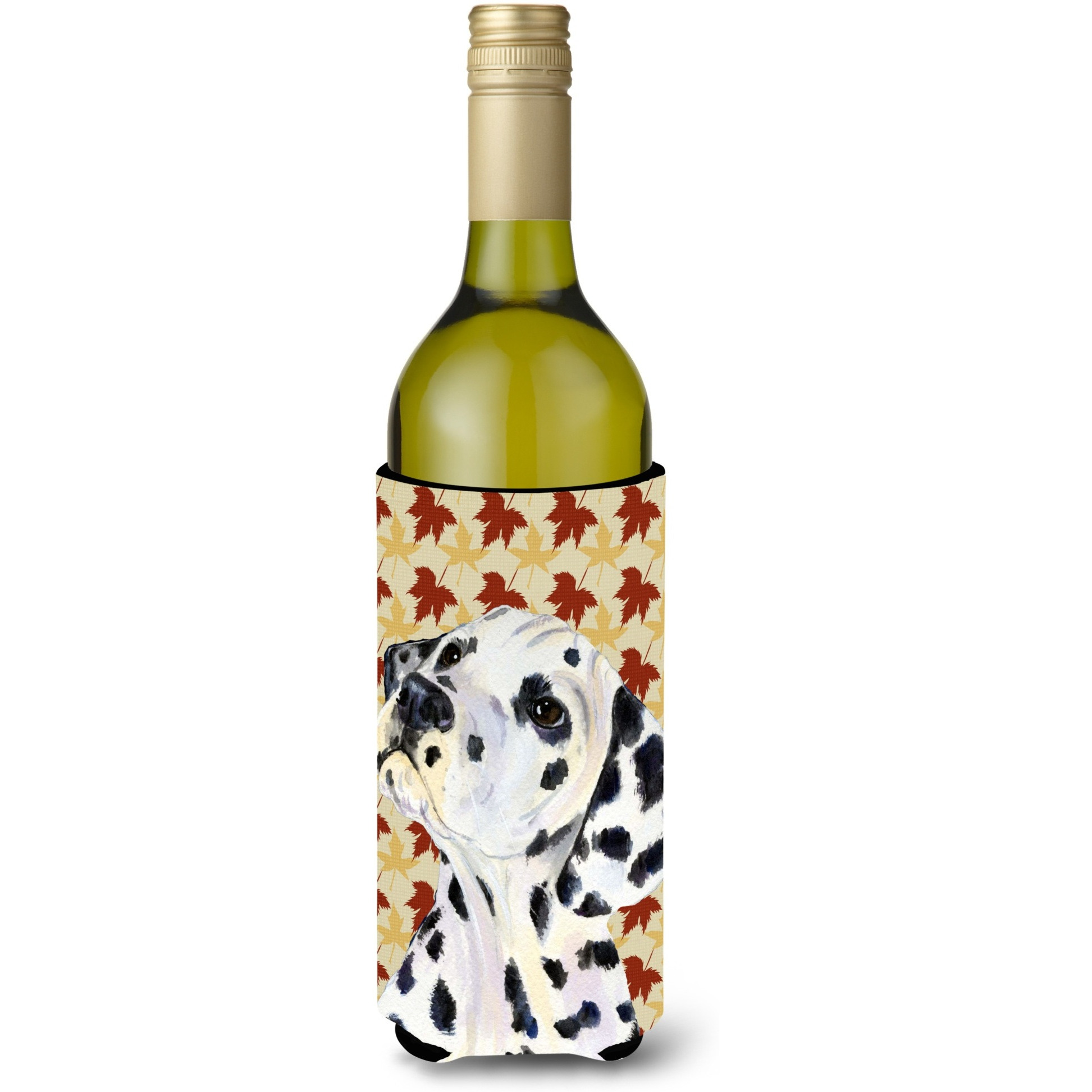 Dalmatian Fall Leaves Portrait Wine Bottle Beverage Insulator Beverage Insulator Hugger