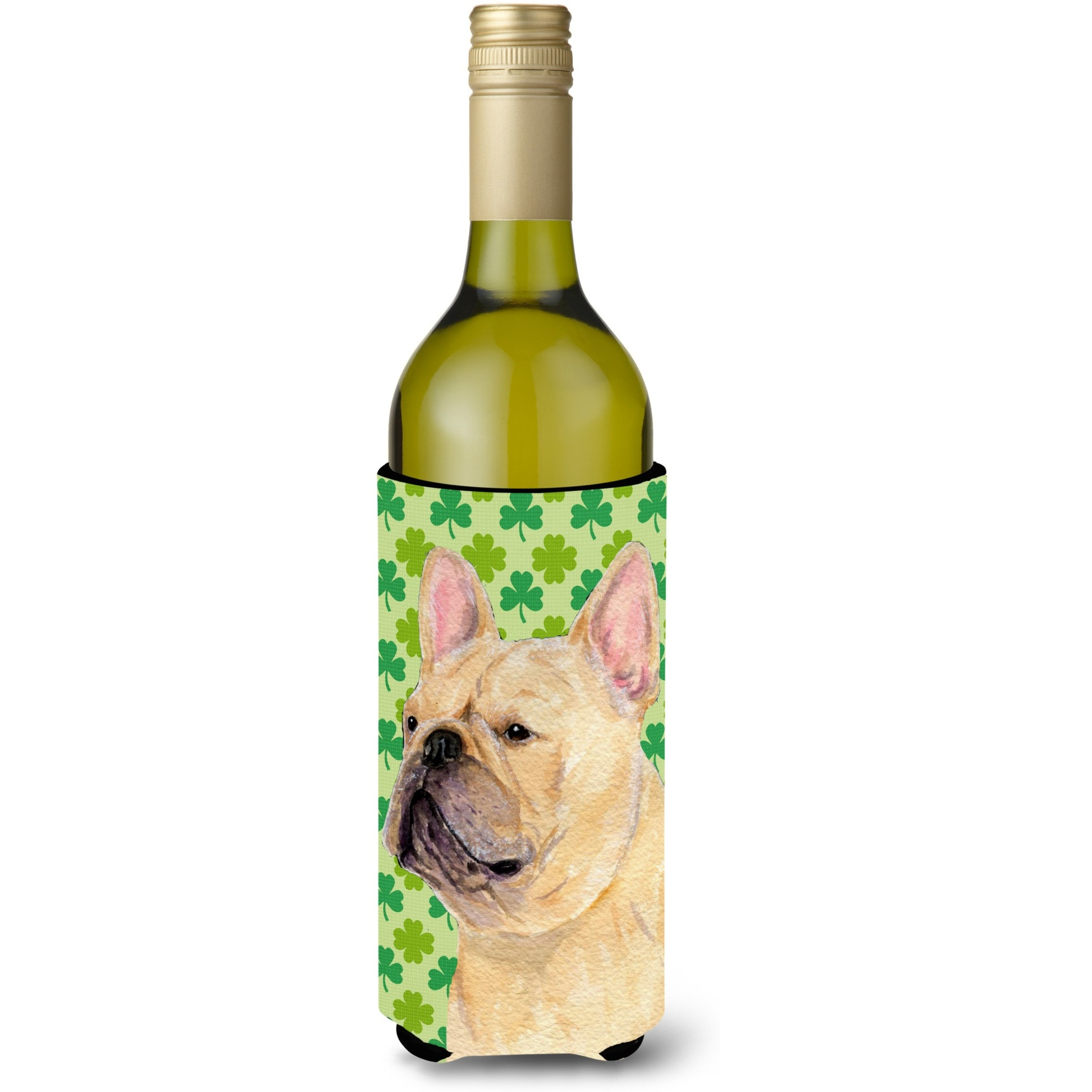 French Bulldog St. Patrick's Day Shamrock  Wine Bottle Beverage Insulator Beverage Insulator Hugger