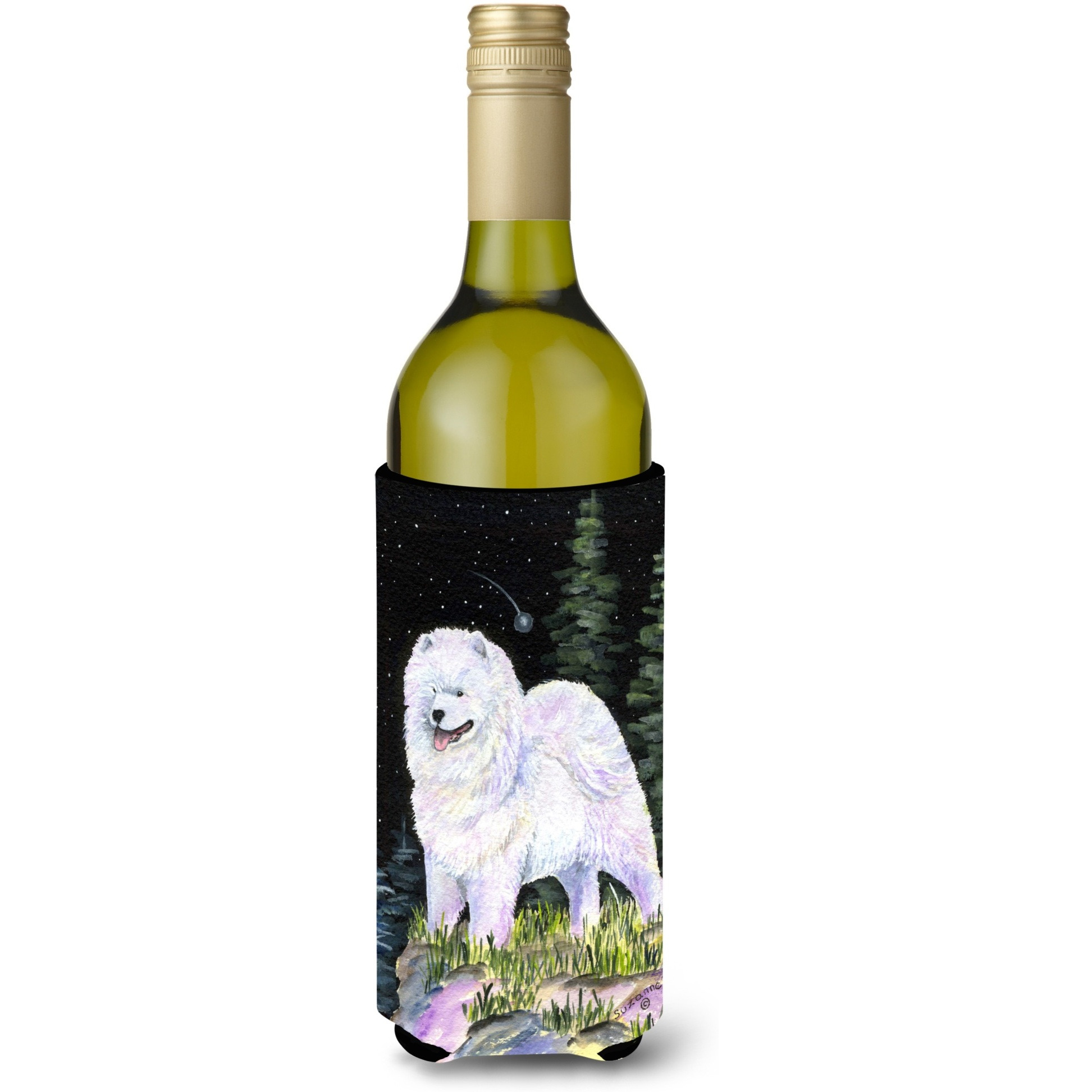 Starry Night Samoyed Wine Bottle Beverage Insulator Beverage Insulator Hugger SS8498LITERK