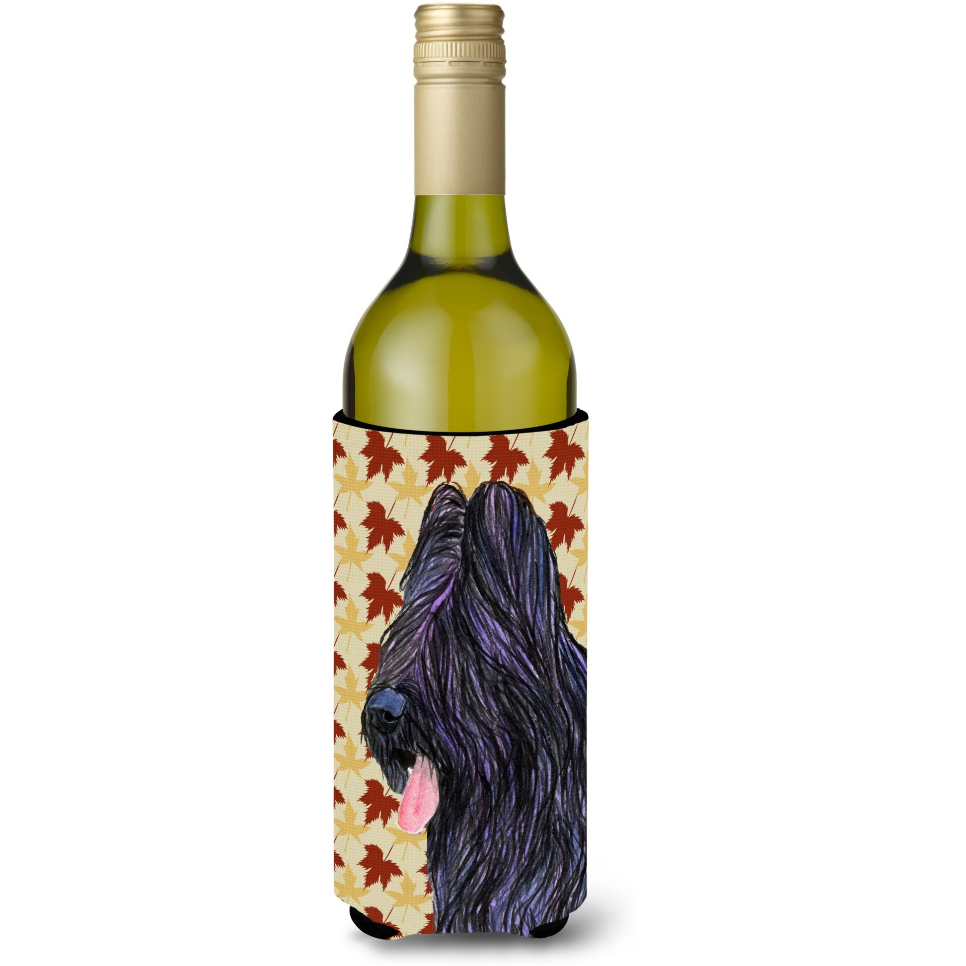 Briard Fall Leaves Portrait Wine Bottle Beverage Insulator Beverage Insulator Hugger