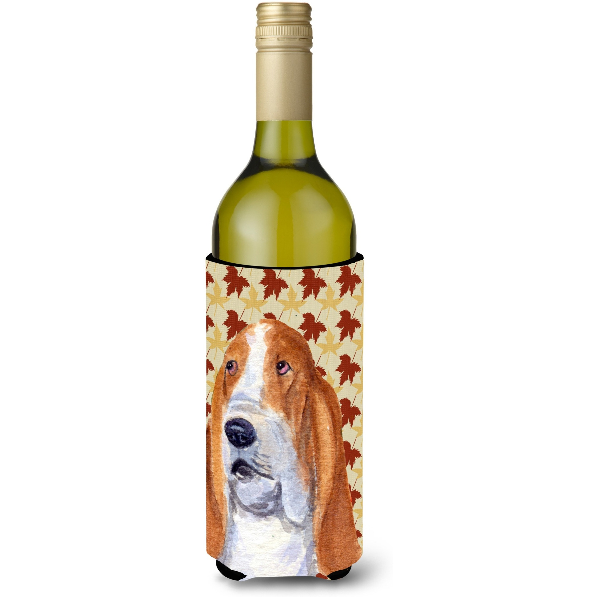 Bulldog English Fall Leaves Portrait Wine Bottle Beverage Insulator Beverage Insulator Hugger SS4328LITERK