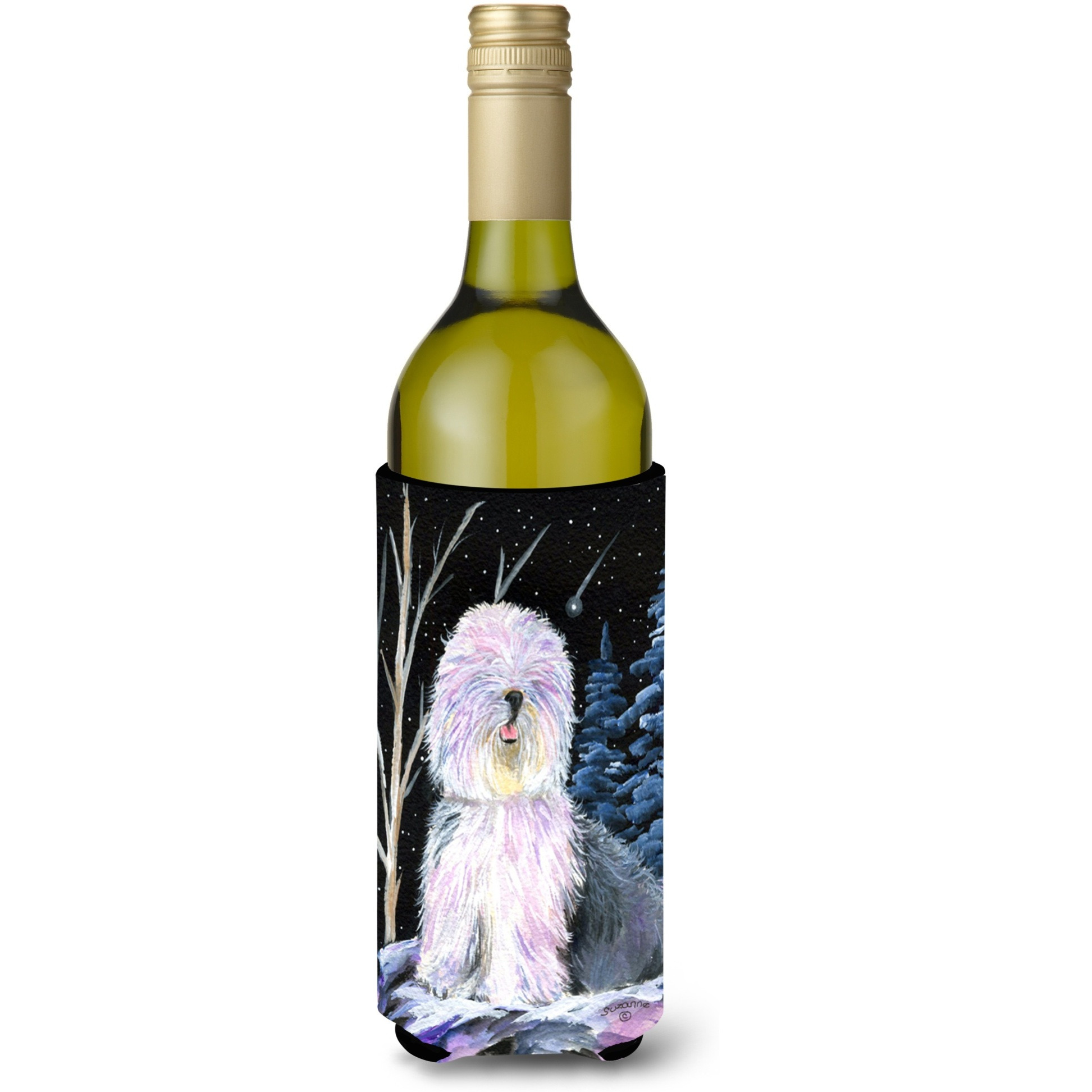 Starry Night Old English Sheepdog Wine Bottle Beverage Insulator Beverage Insulator Hugger SS8409LITERK
