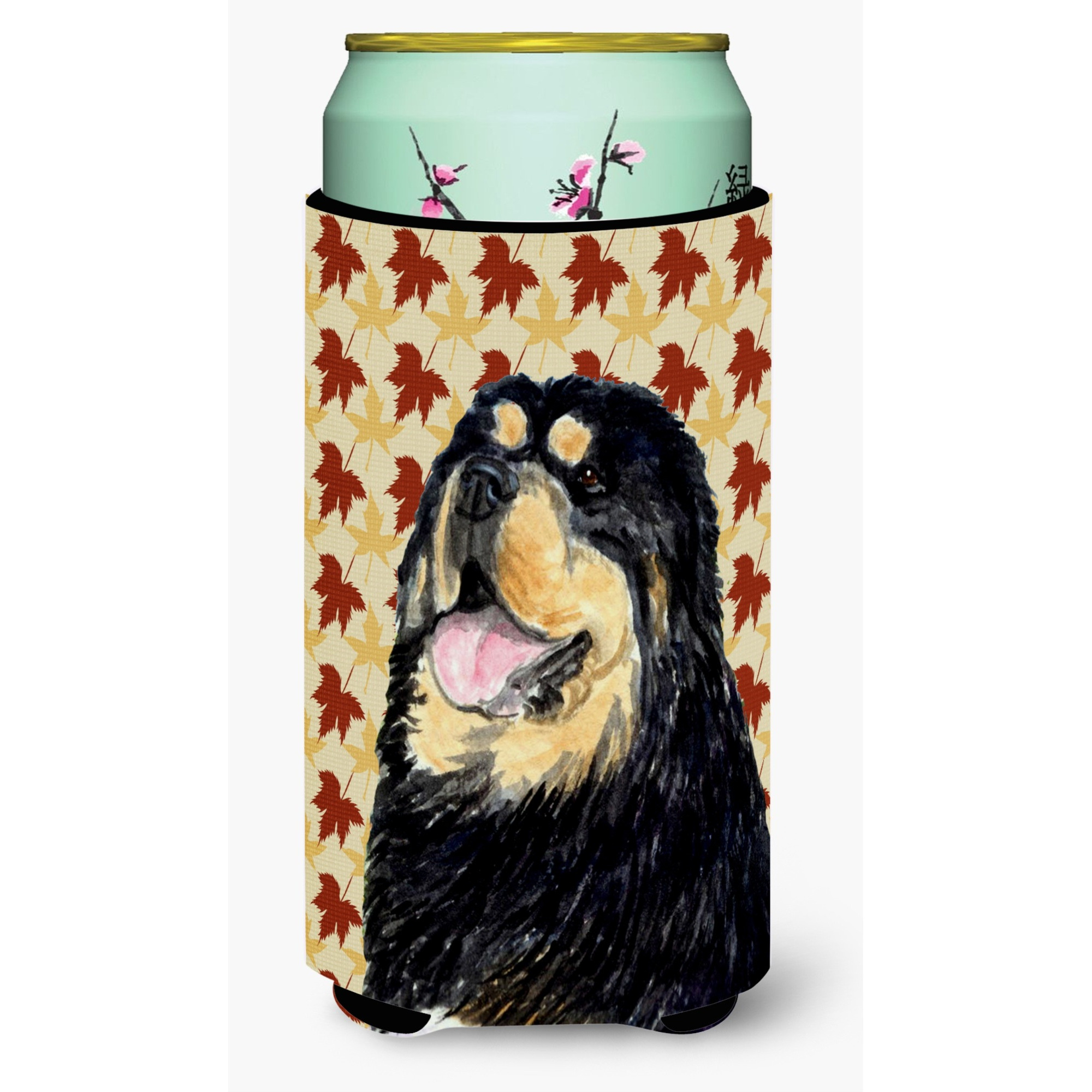 Tibetan Mastiff Fall Leaves Portrait  Tall Boy Beverage Insulator Beverage Insulator Hugger