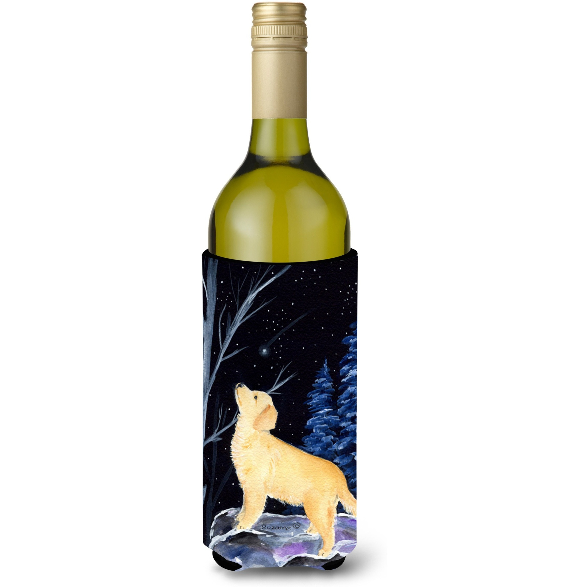 Starry Night Golden Retriever Wine Bottle Beverage Insulator Beverage Insulator Hugger