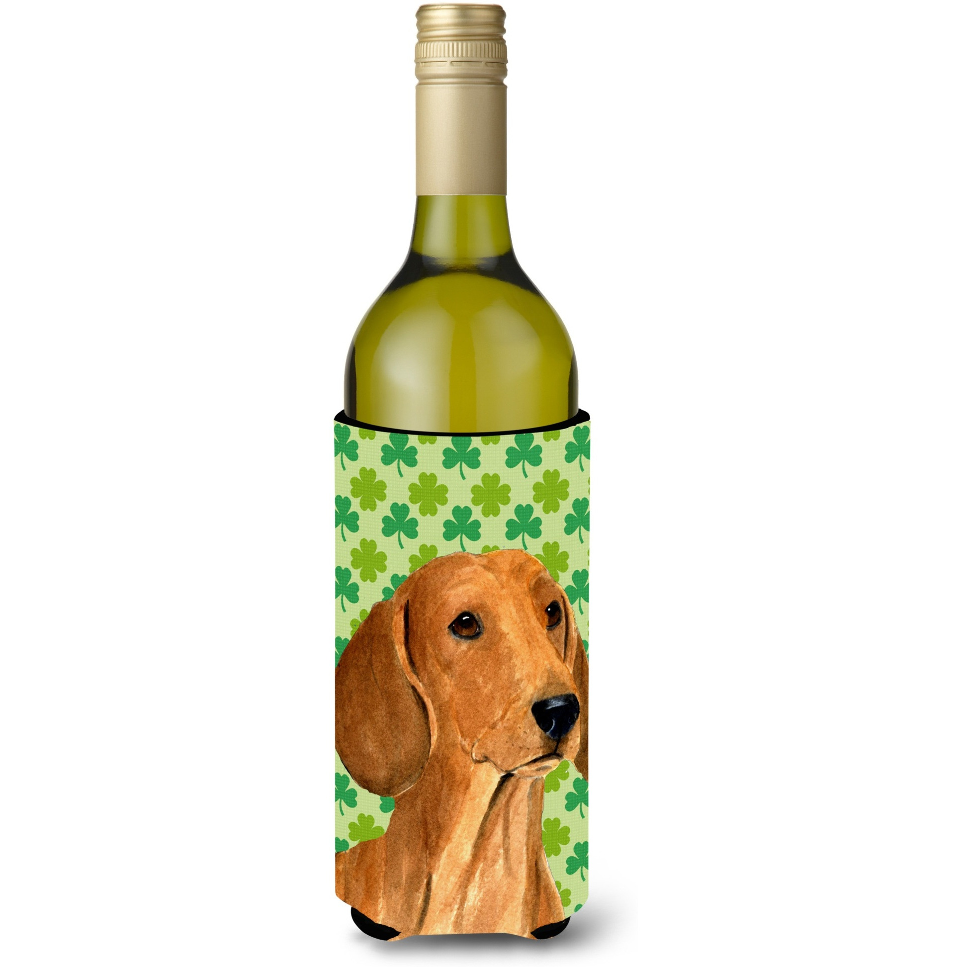 Dachshund St. Patrick's Day Shamrock  Wine Bottle Beverage Insulator Beverage Insulator Hugger