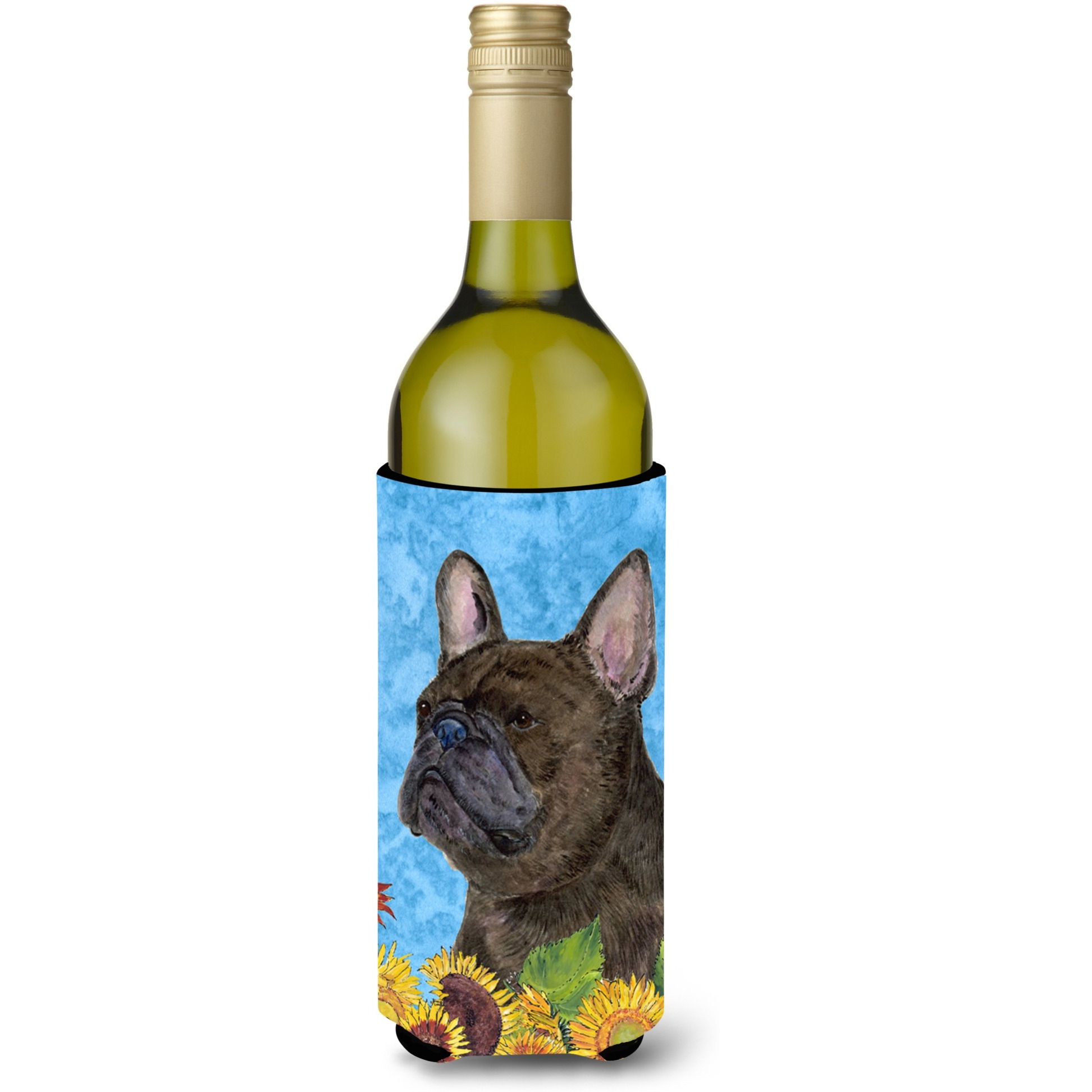 French Bulldog in Summer Flowers Wine Bottle Beverage Insulator Beverage Insulator Hugger SS4152LITERK