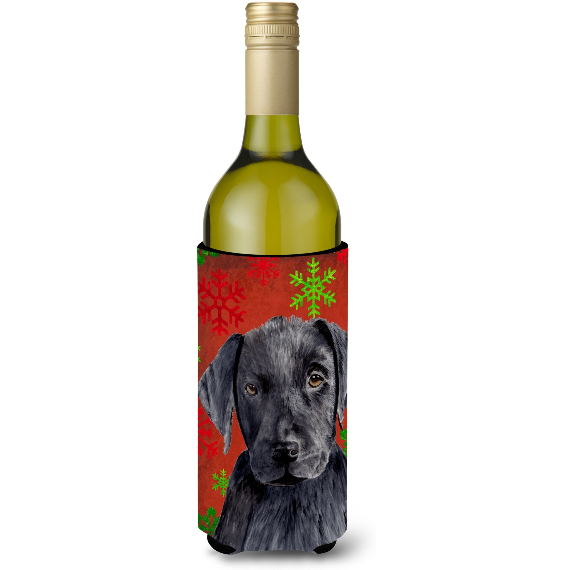 Labrador  Snowflakes Holiday Christmas Wine Bottle Beverage Insulator Beverage Insulator Hugger