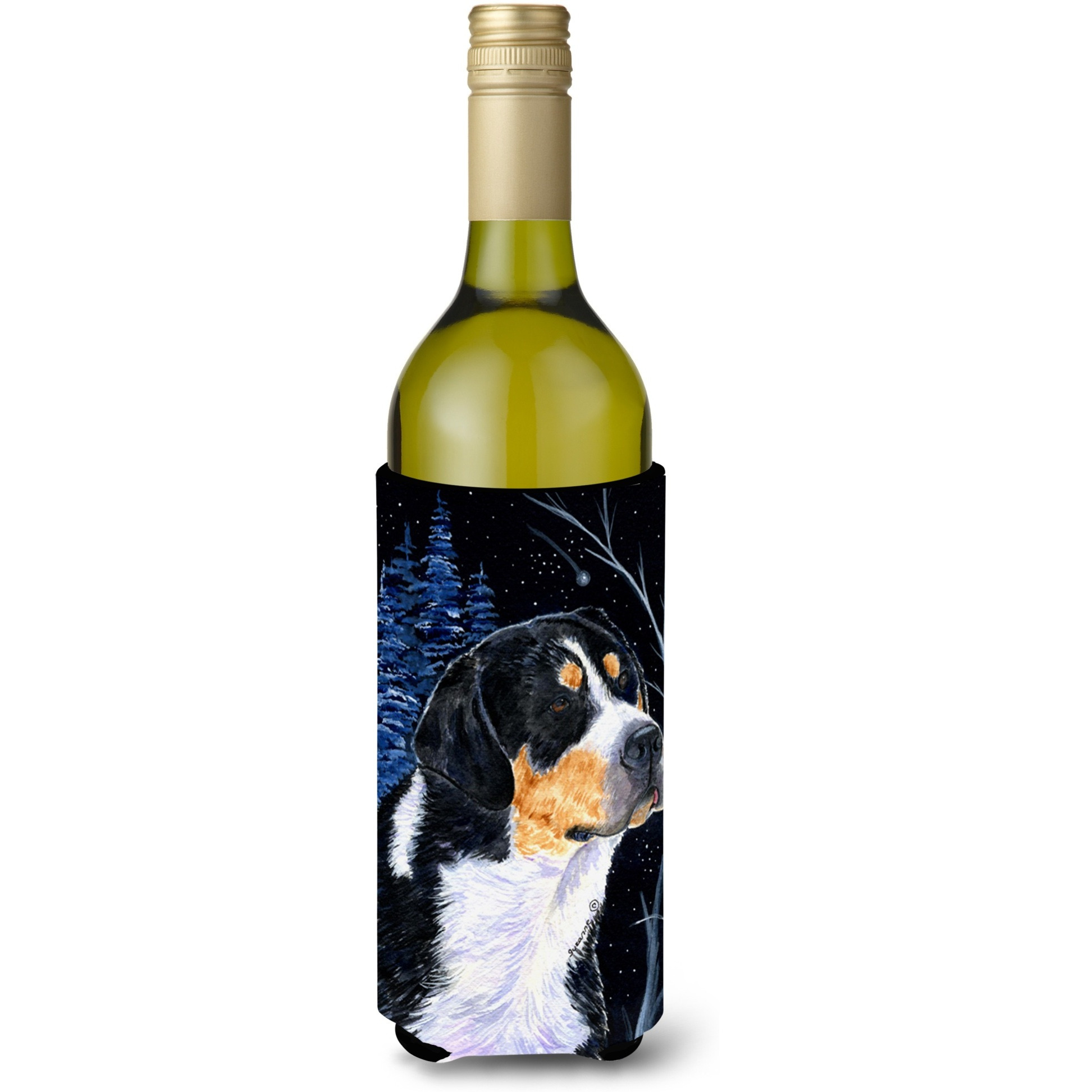 Starry Night Bernese Mountain Dog Wine Bottle Beverage Insulator Beverage Insulator Hugger