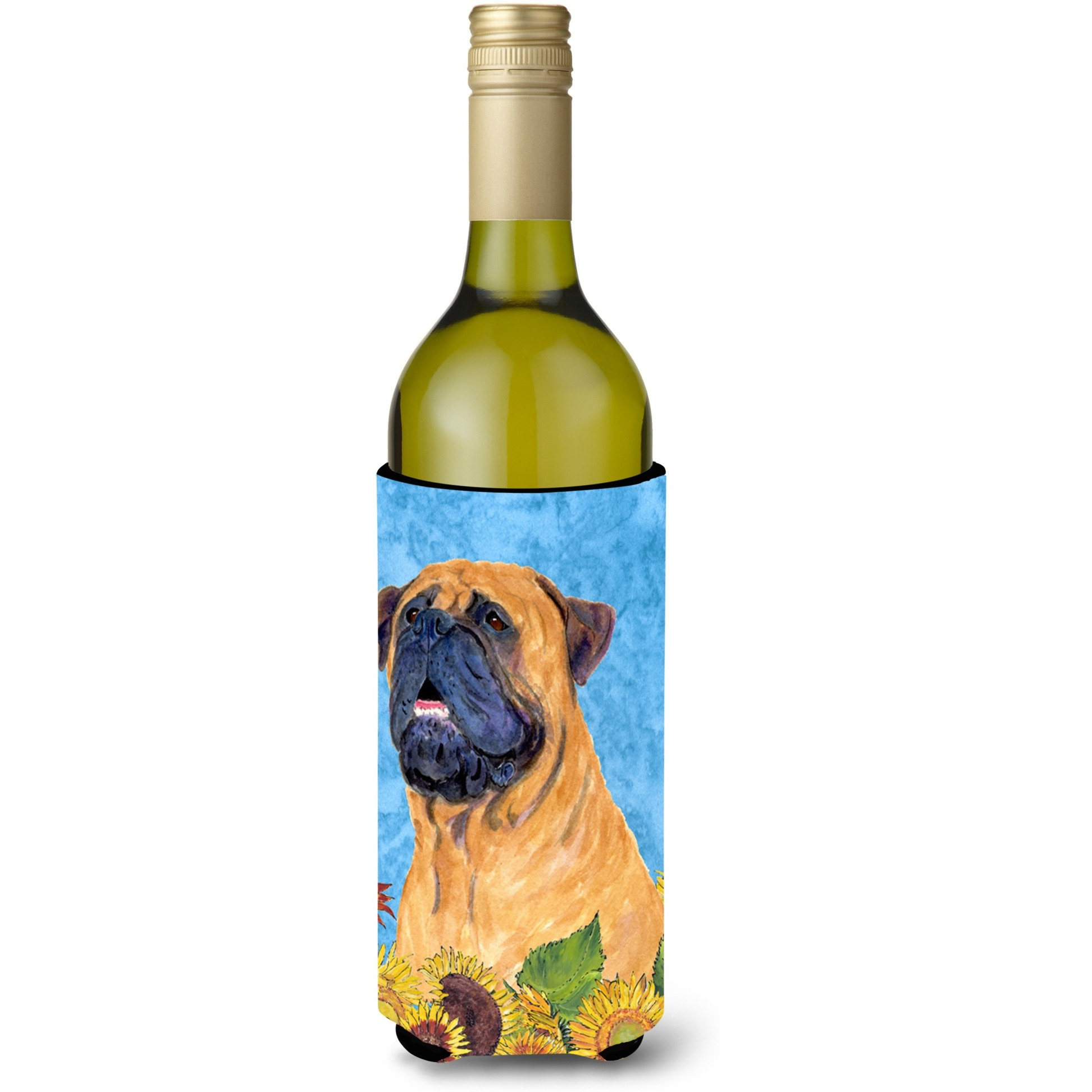 Bullmastiff in Summer Flowers Wine Bottle Beverage Insulator Beverage Insulator Hugger SS4153LITERK