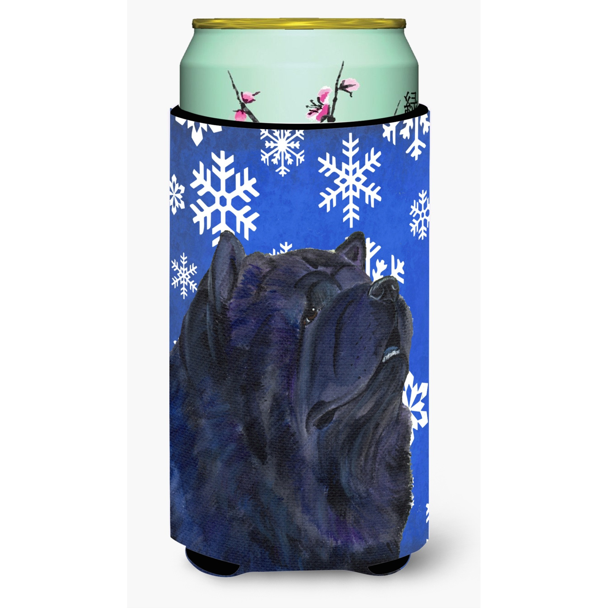 Chow Chow Winter Snowflakes Holiday  Tall Boy Beverage Insulator Beverage Insulator Hugger