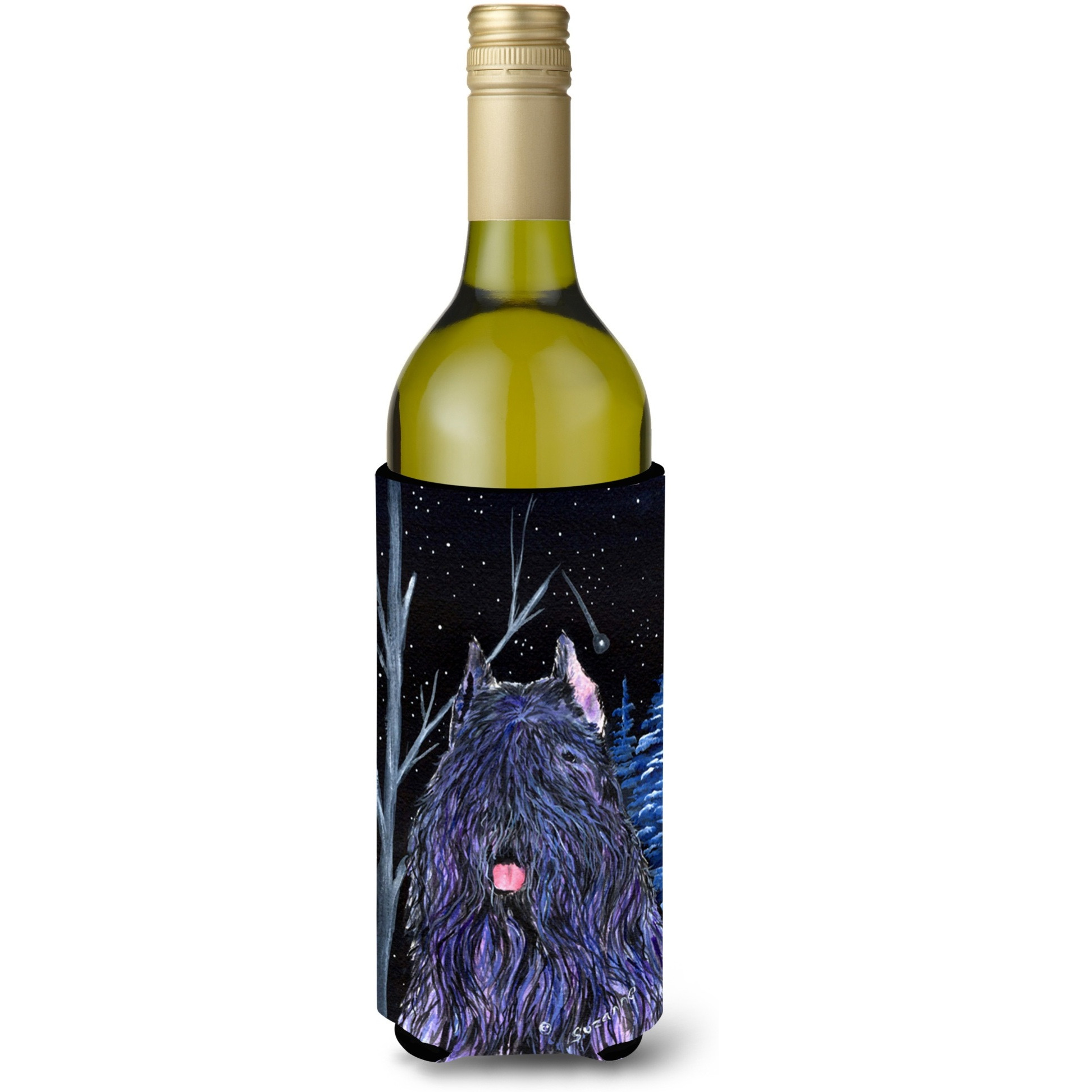 Starry Night Bouvier des Flandres Wine Bottle Beverage Insulator Beverage Insulator Hugger