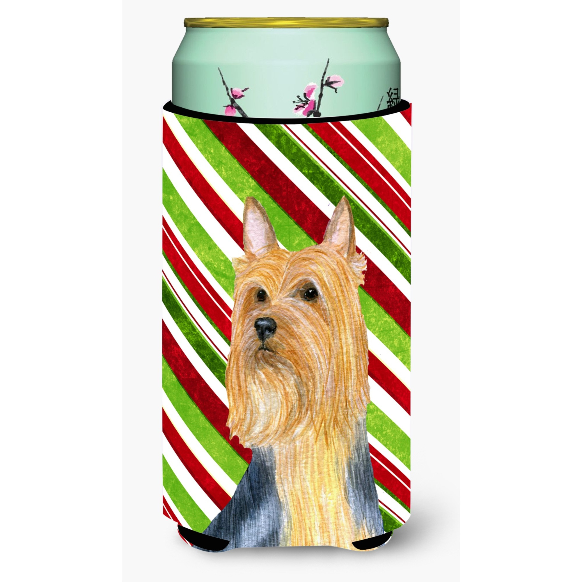 Silky Terrier Candy Cane Holiday Christmas  Tall Boy Beverage Insulator Beverage Insulator Hugger
