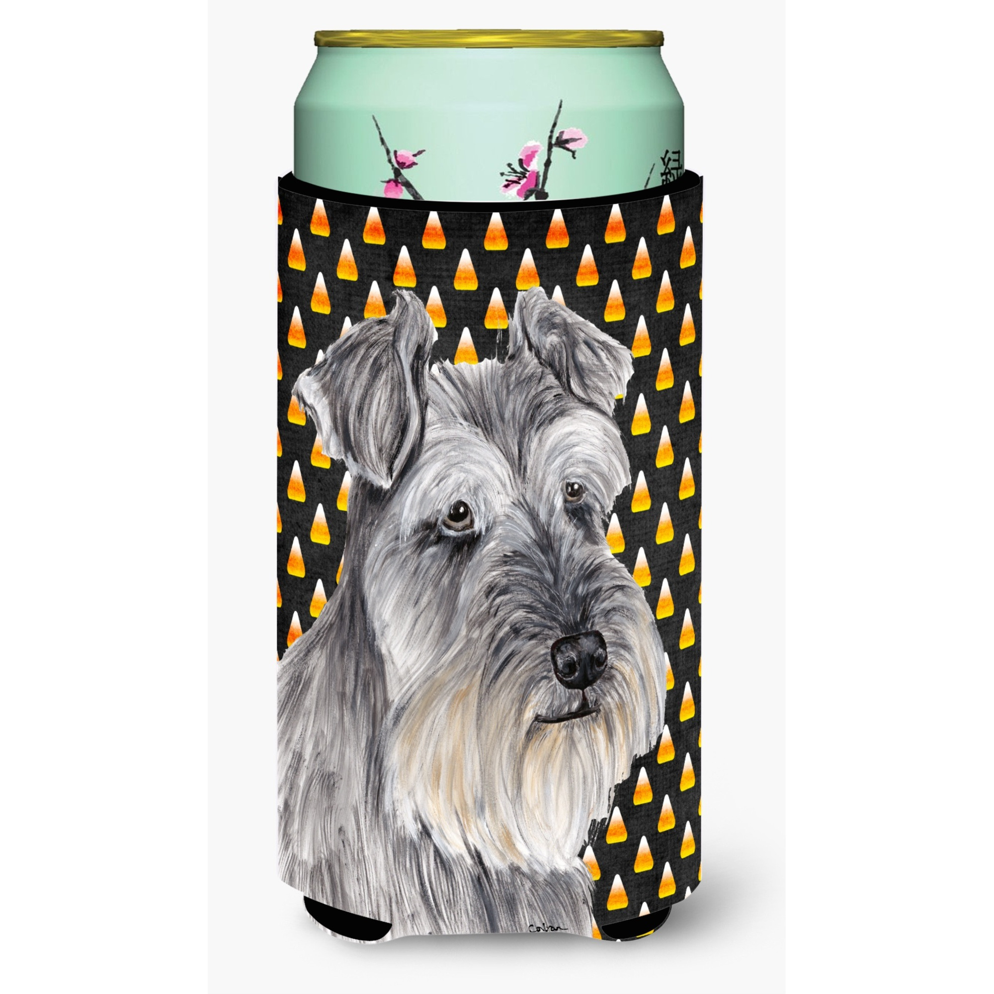 &quotCaroline's Treasures Schnauzer Candy Corn Halloween Portrait Koozie Hugger, Tall, Multicolor"