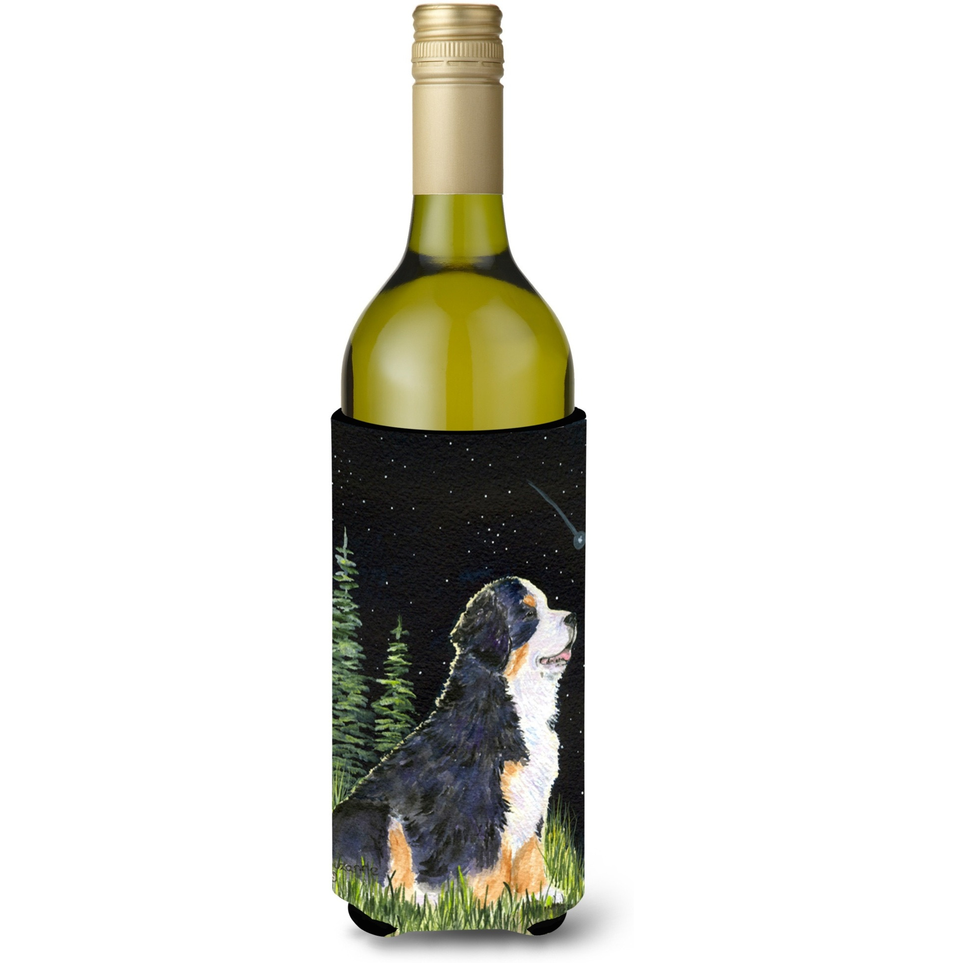 Starry Night Bernese Mountain Dog Wine Bottle Beverage Insulator Beverage Insulator Hugger SS8468LITERK