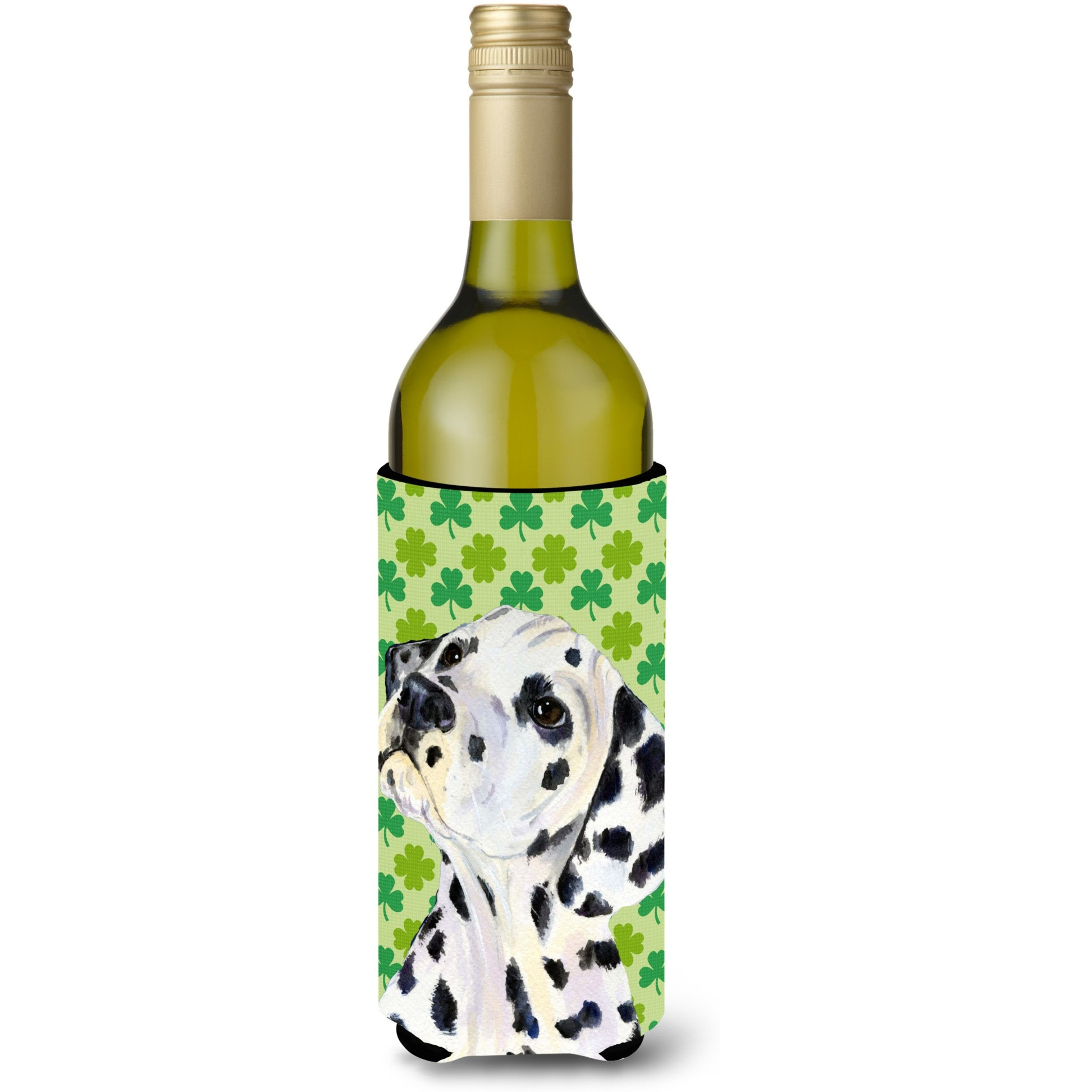 Dalmatian St. Patrick's Day Shamrock  Wine Bottle Beverage Insulator Beverage Insulator Hugger