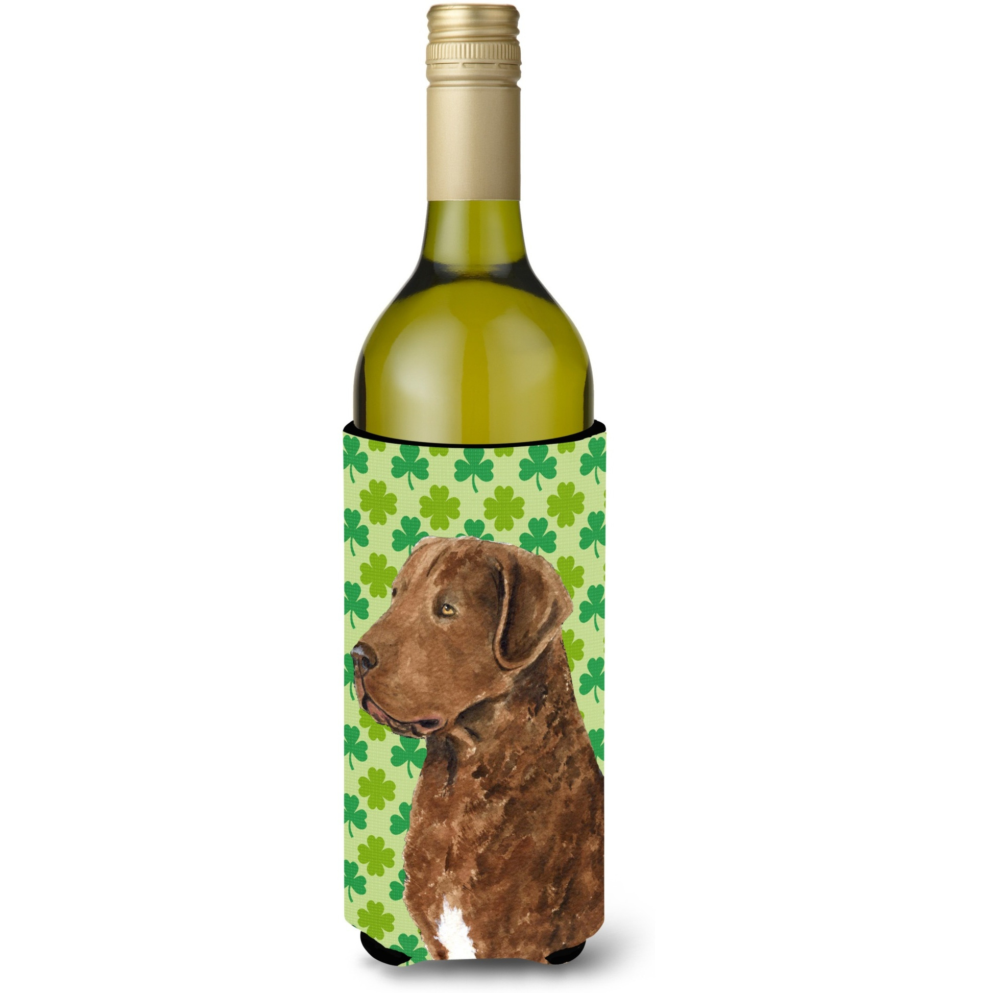 Chesapeake Bay Retriever St. Patrick's Day Shamrock Wine Bottle Beverage Insulator Beverage Insulator Hugger