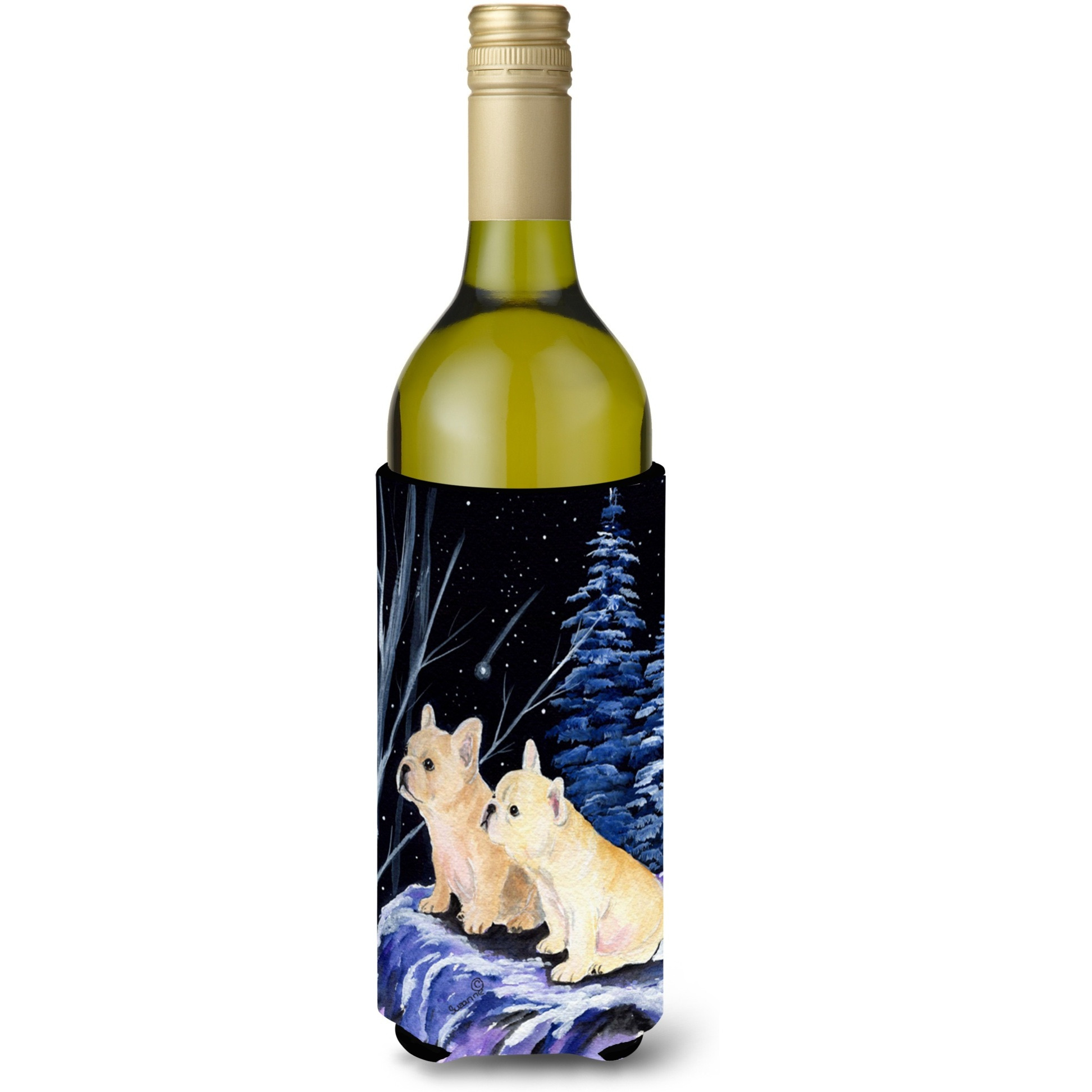 Starry Night French Bulldog Wine Bottle Beverage Insulator Beverage Insulator Hugger