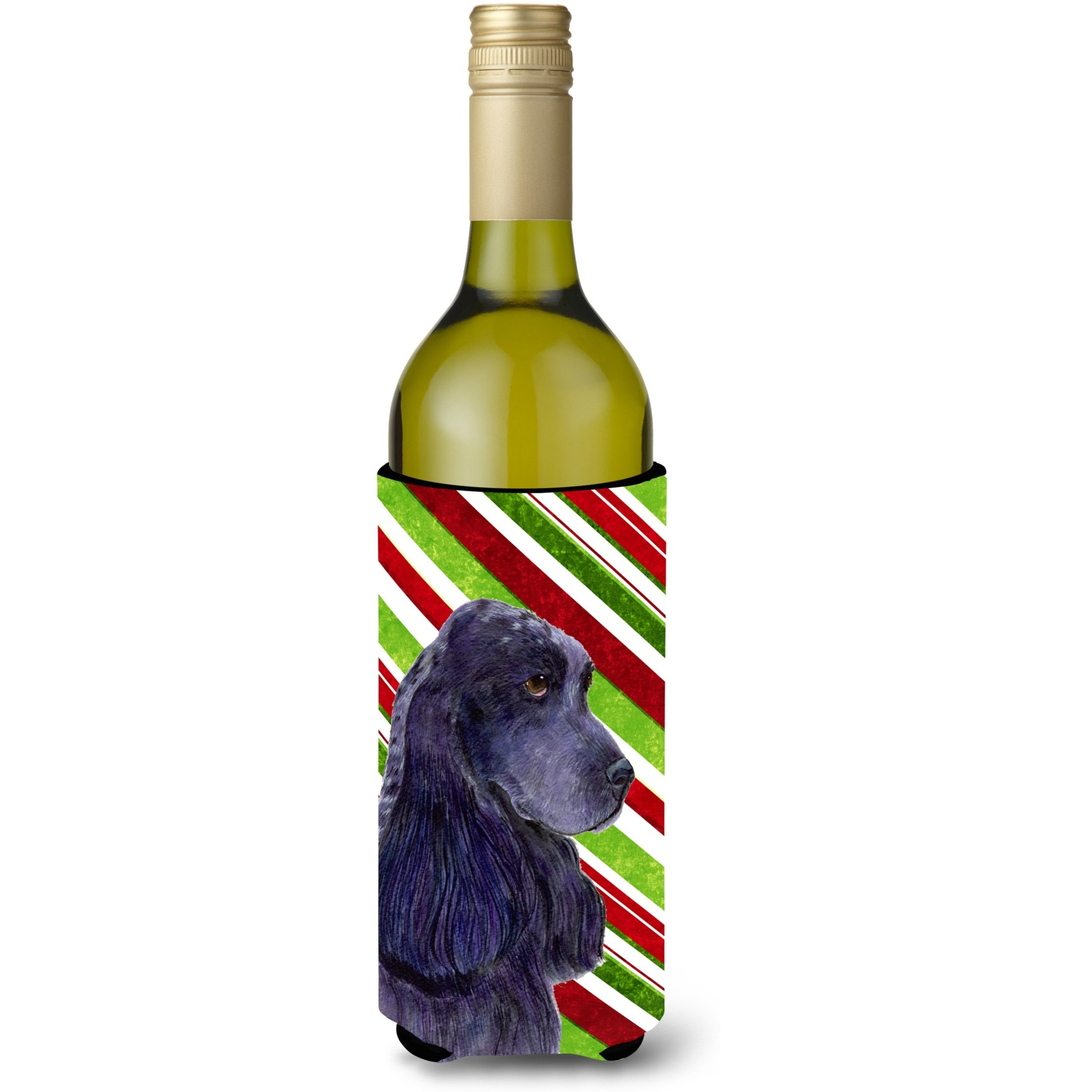 Cocker Spaniel Candy Cane Holiday Christmas Wine Bottle Beverage Insulator Beverage Insulator Hugger