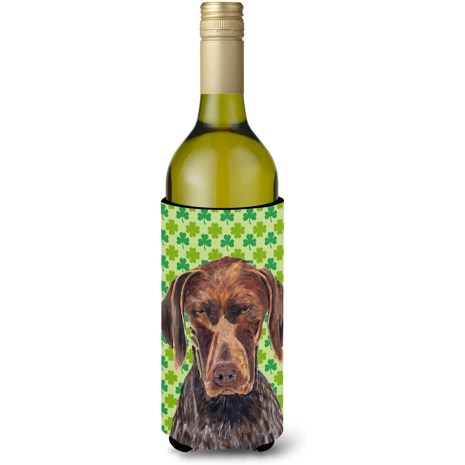 German Shorthaired Pointer Shamrock  Wine Bottle Beverage Insulator Beverage Insulator Hugger