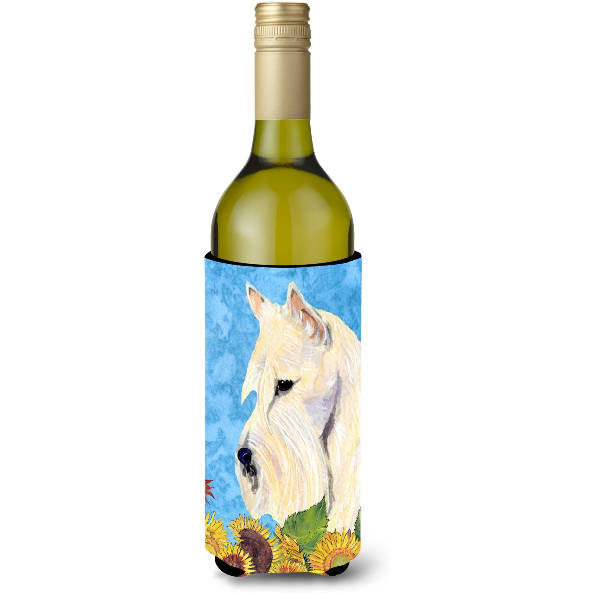 Scottish Terrier in Summer Flowers Wine Bottle Beverage Insulator Beverage Insulator Hugger SS4164LITERK