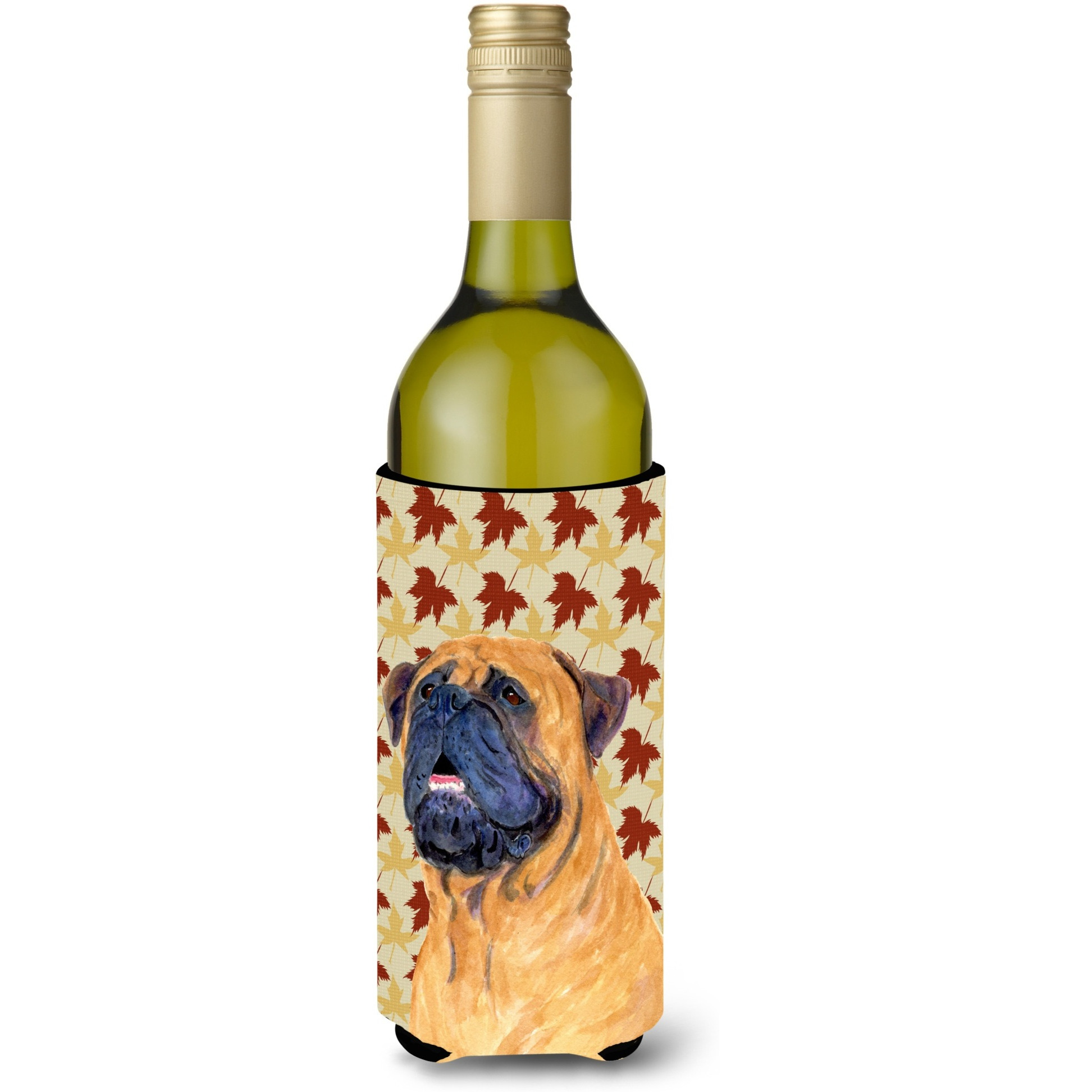 Mastiff Fall Leaves Portrait Wine Bottle Beverage Insulator Beverage Insulator Hugger SS4336LITERK