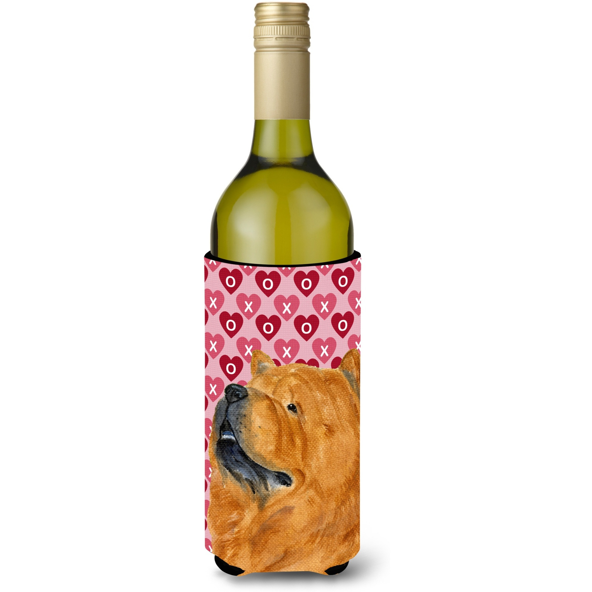 Chow Chow Hearts Love and Valentine's Day  Wine Bottle Beverage Insulator Beverage Insulator Hugger