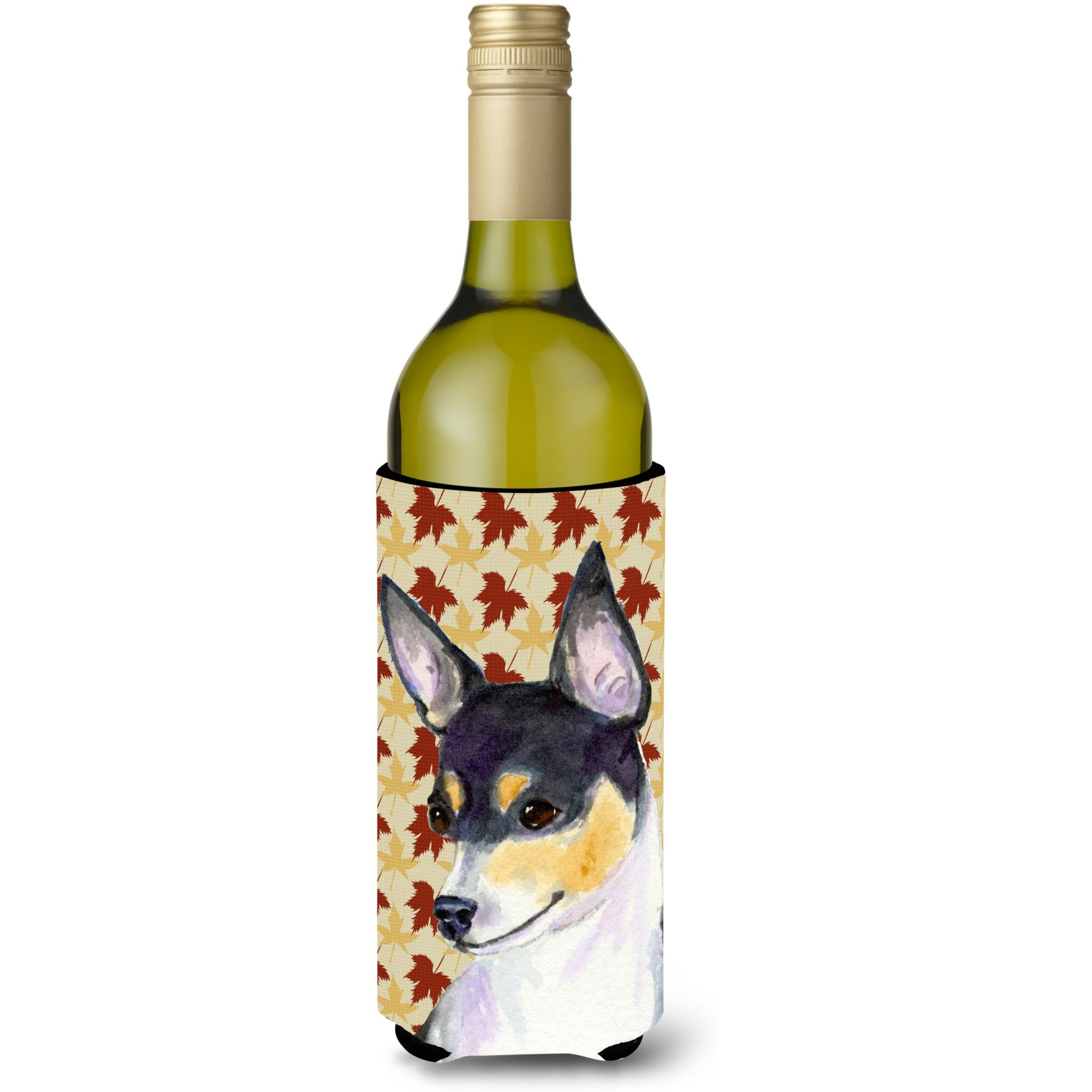 Chihuahua Fall Leaves Portrait Wine Bottle Beverage Insulator Beverage Insulator Hugger SS4338LITERK