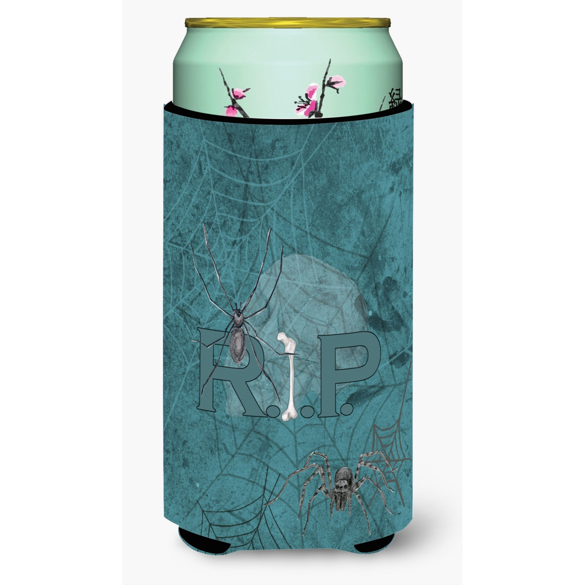 RIP Rest in Peace with spider web Halloween  Tall Boy Beverage Insulator Beverage Insulator Hugger