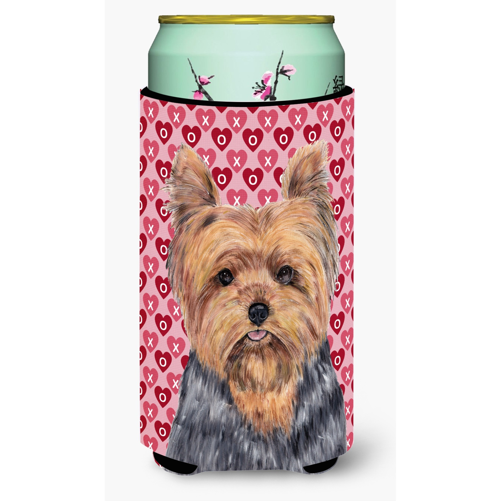 &quotCaroline's Treasures Yorkie Hearts Love and Valentine's Day Portrait Koozie Hugger, Tall, Multicolor"