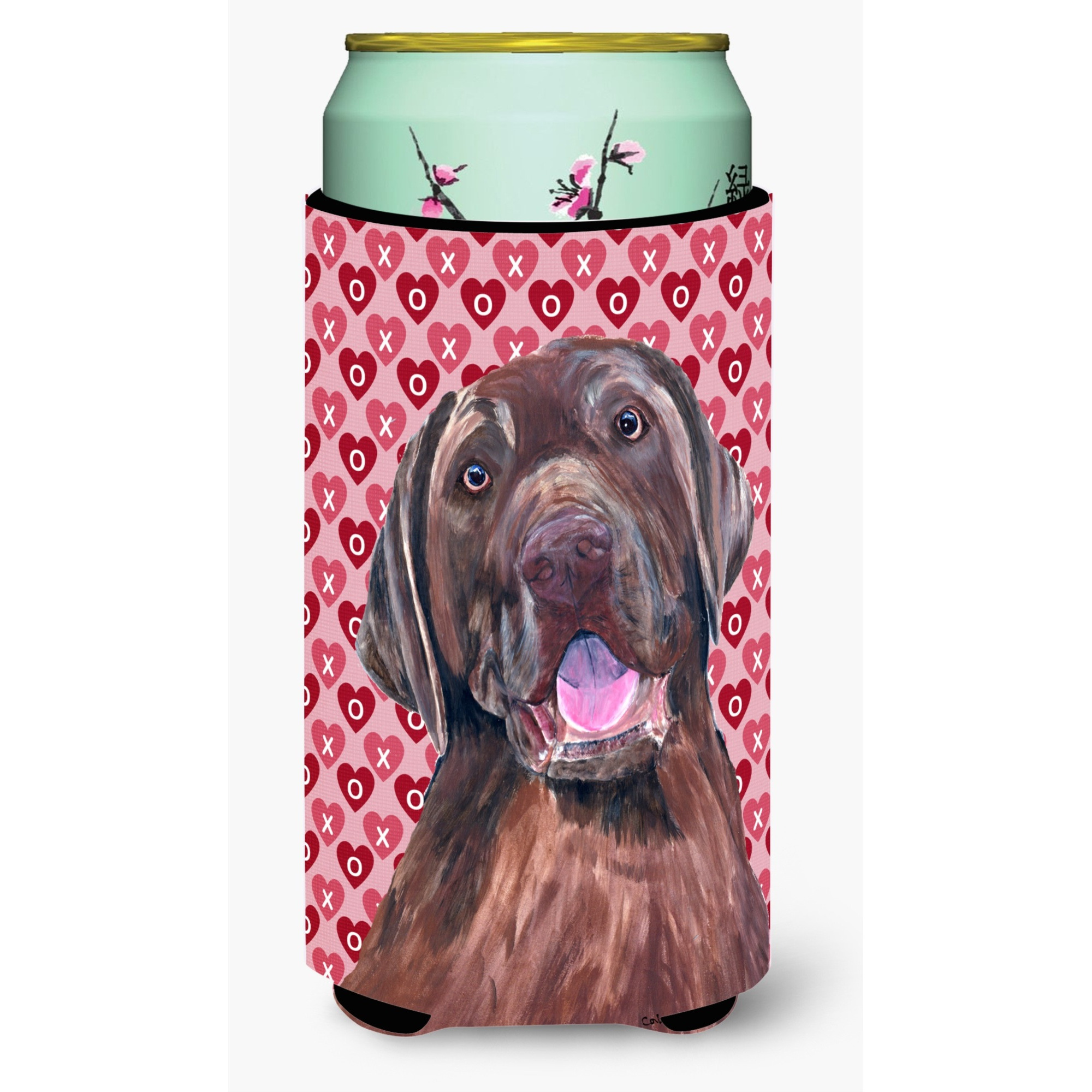 Labrador Chocolate Hearts Love Valentine's Day  Tall Boy Beverage Insulator Beverage Insulator Hugger