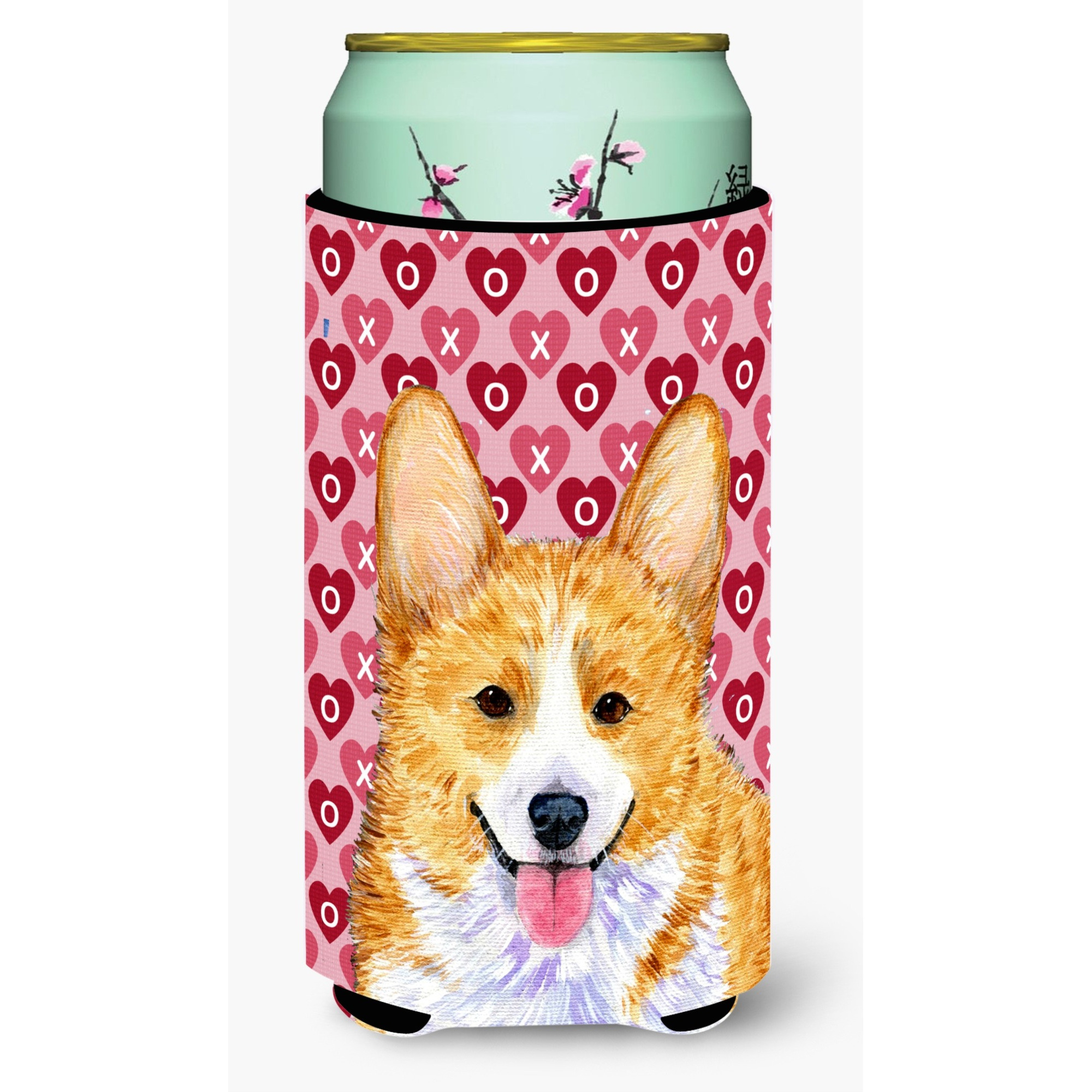 Corgi Hearts Love and Valentine's Day Portrait  Tall Boy Beverage Insulator Beverage Insulator Hugger