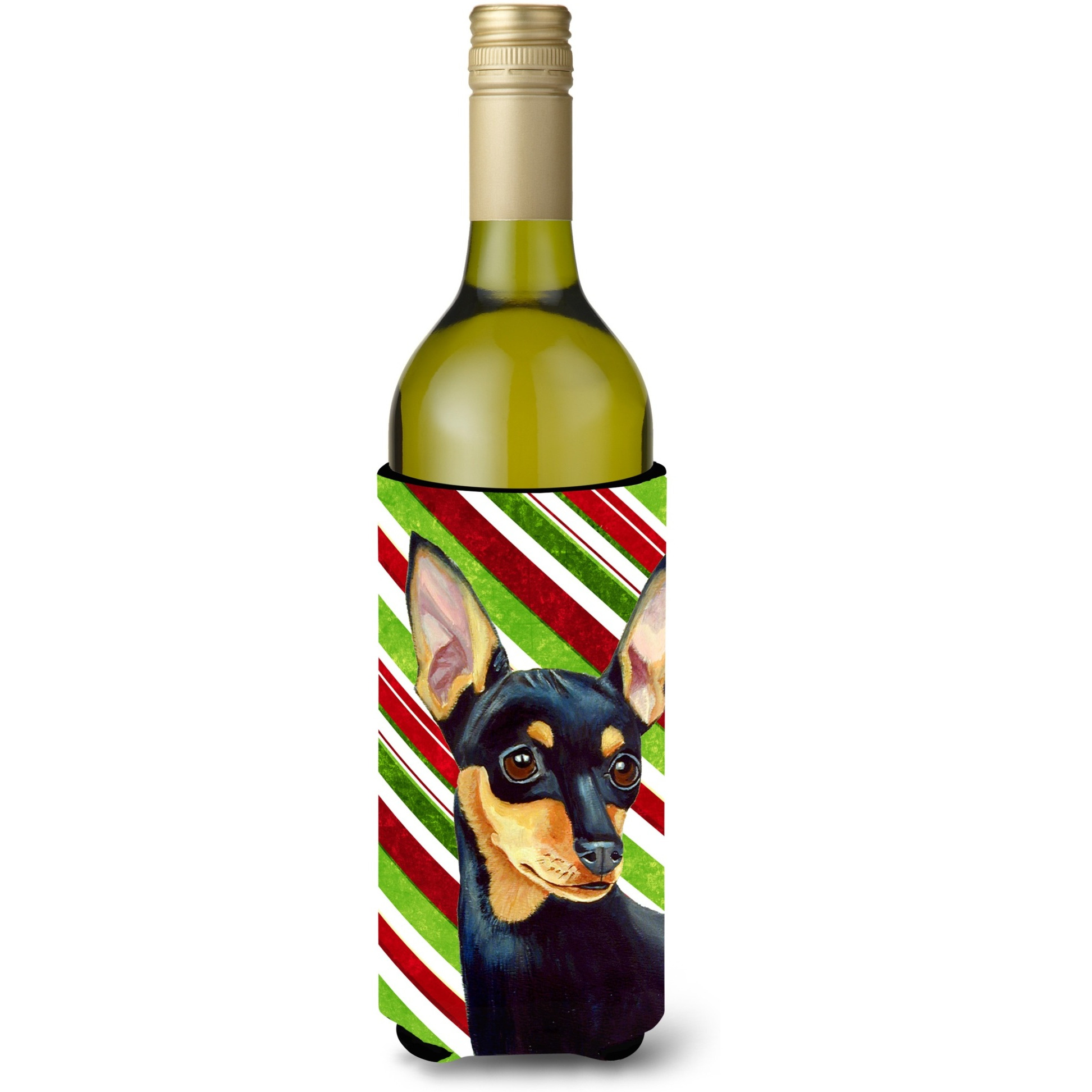 Min Pin Candy Cane Holiday Christmas Wine Bottle Beverage Insulator Beverage Insulator Hugger