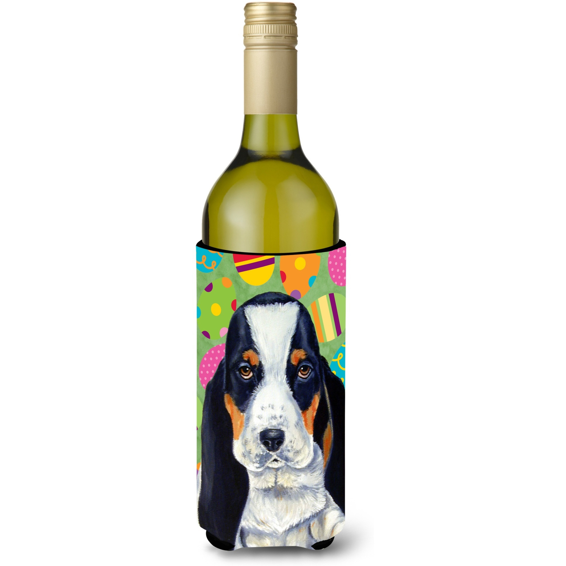 Basset Hound Easter Eggtravaganza Wine Bottle Beverage Insulator Beverage Insulator Hugger LH9419LITERK