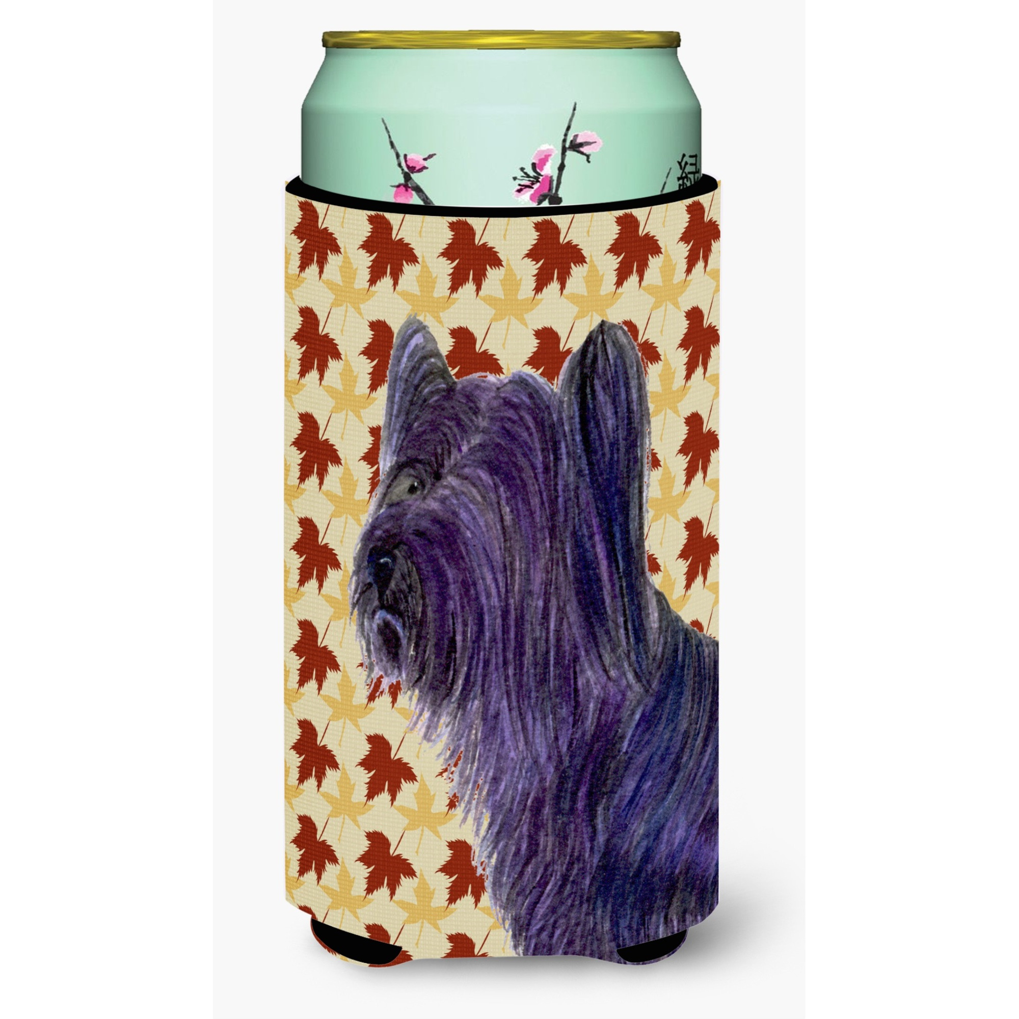 Skye Terrier Fall Leaves Portrait  Tall Boy Beverage Insulator Beverage Insulator Hugger