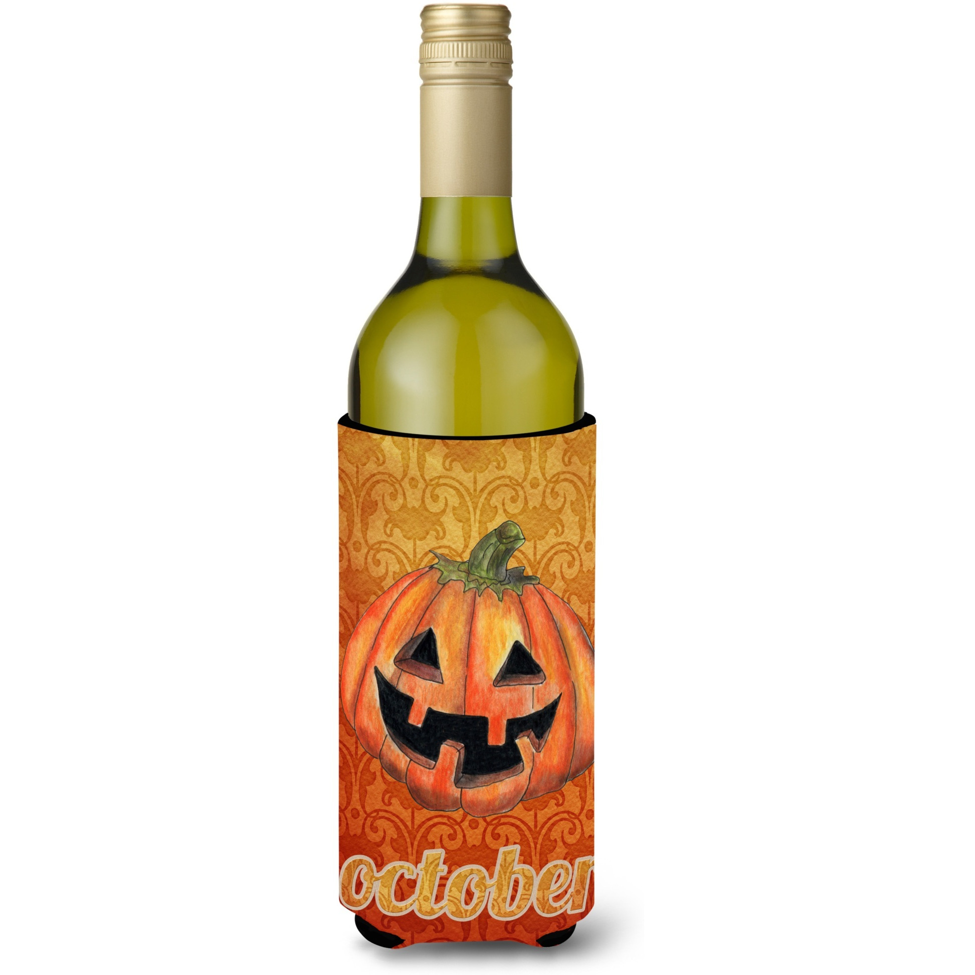 October Pumpkin Halloween Wine Bottle Beverage Insulator Beverage Insulator Hugger