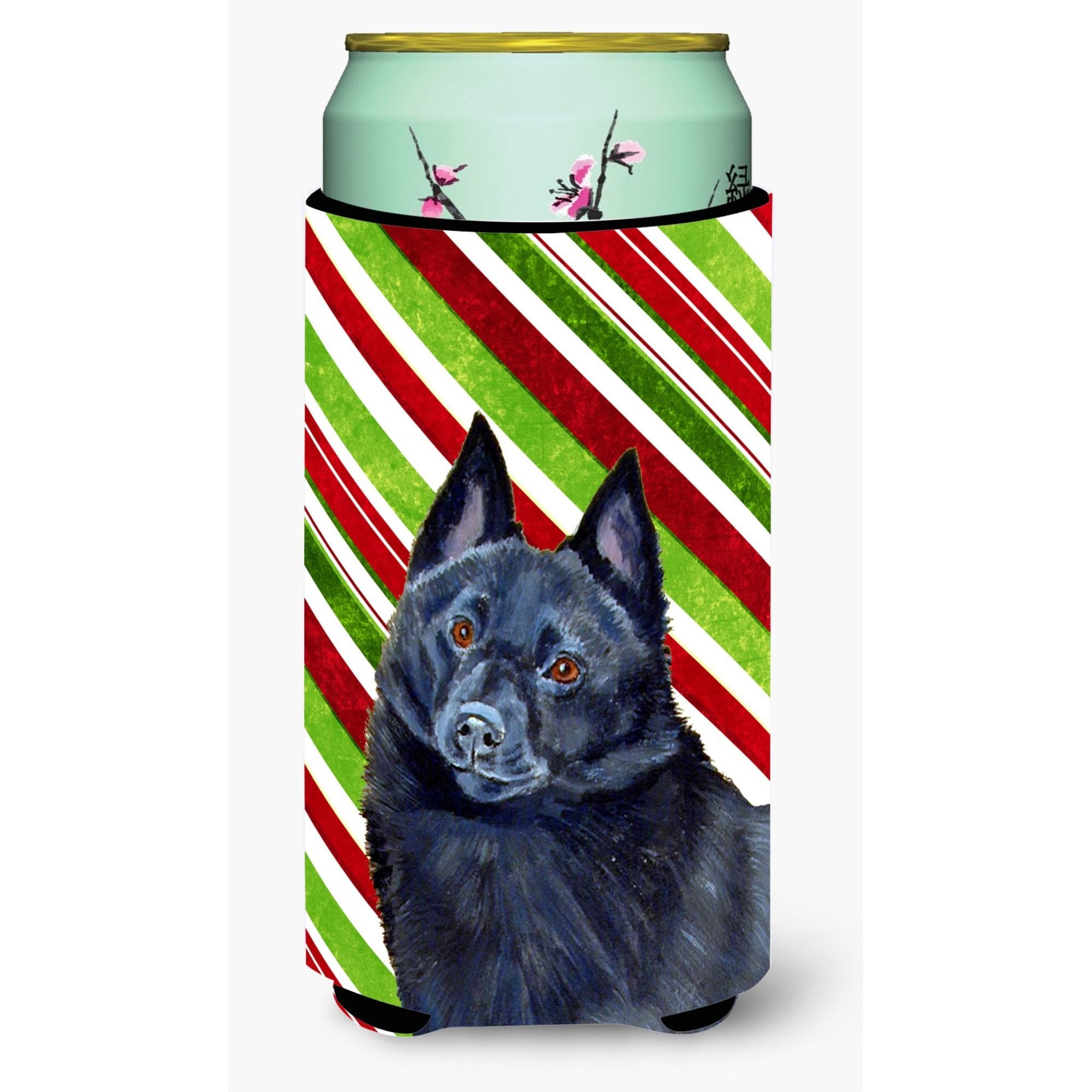 Schipperke Candy Cane Holiday Christmas  Tall Boy Beverage Insulator Beverage Insulator Hugger