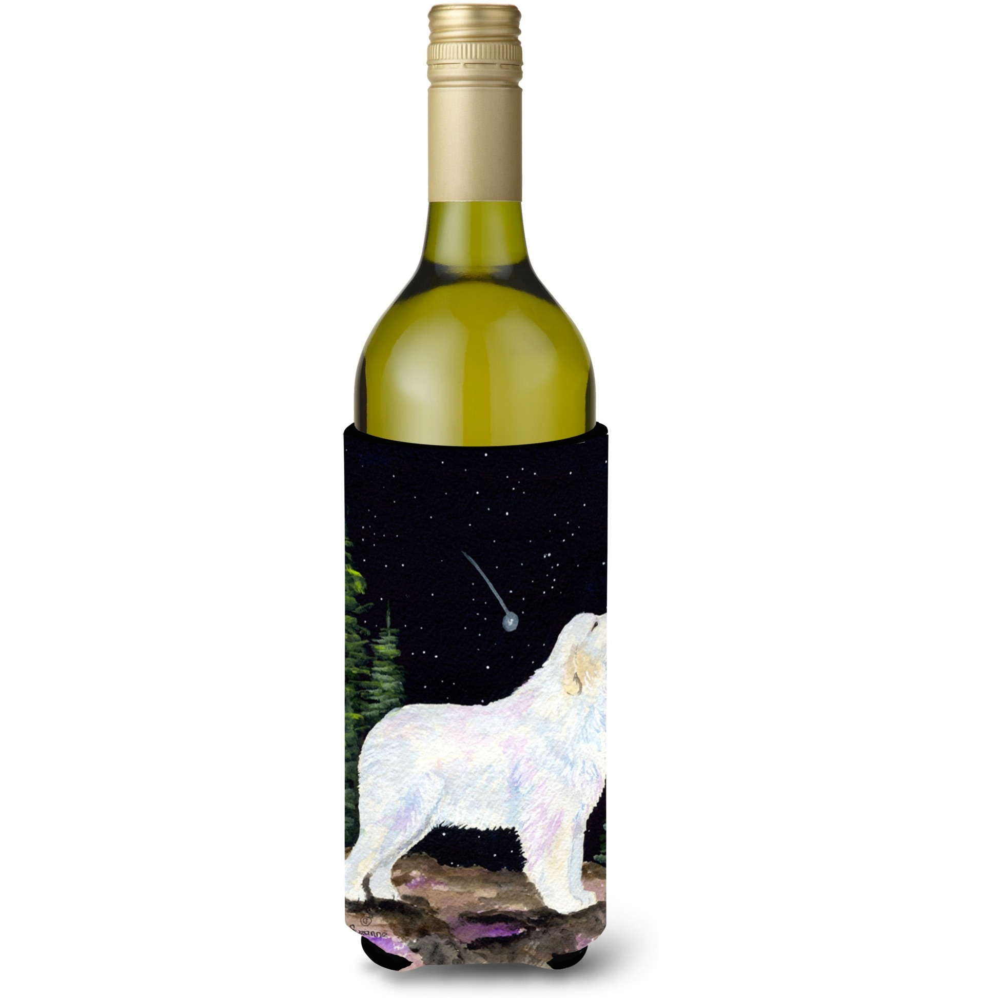 Starry Night Great Pyrenees Wine Bottle Beverage Insulator Beverage Insulator Hugger SS8471LITERK