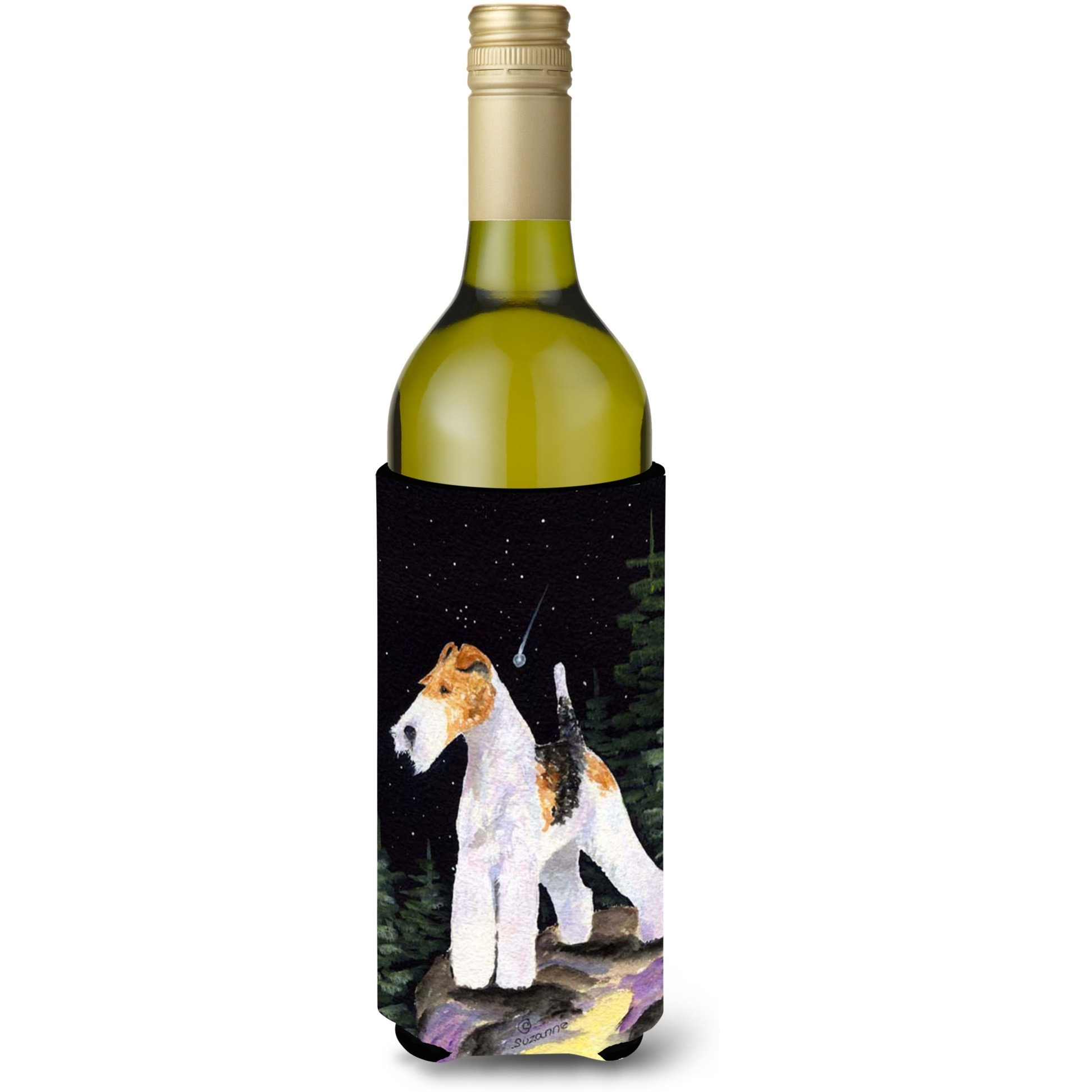 Starry Night Fox Terrier Wine Bottle Beverage Insulator Beverage Insulator Hugger SS8503LITERK