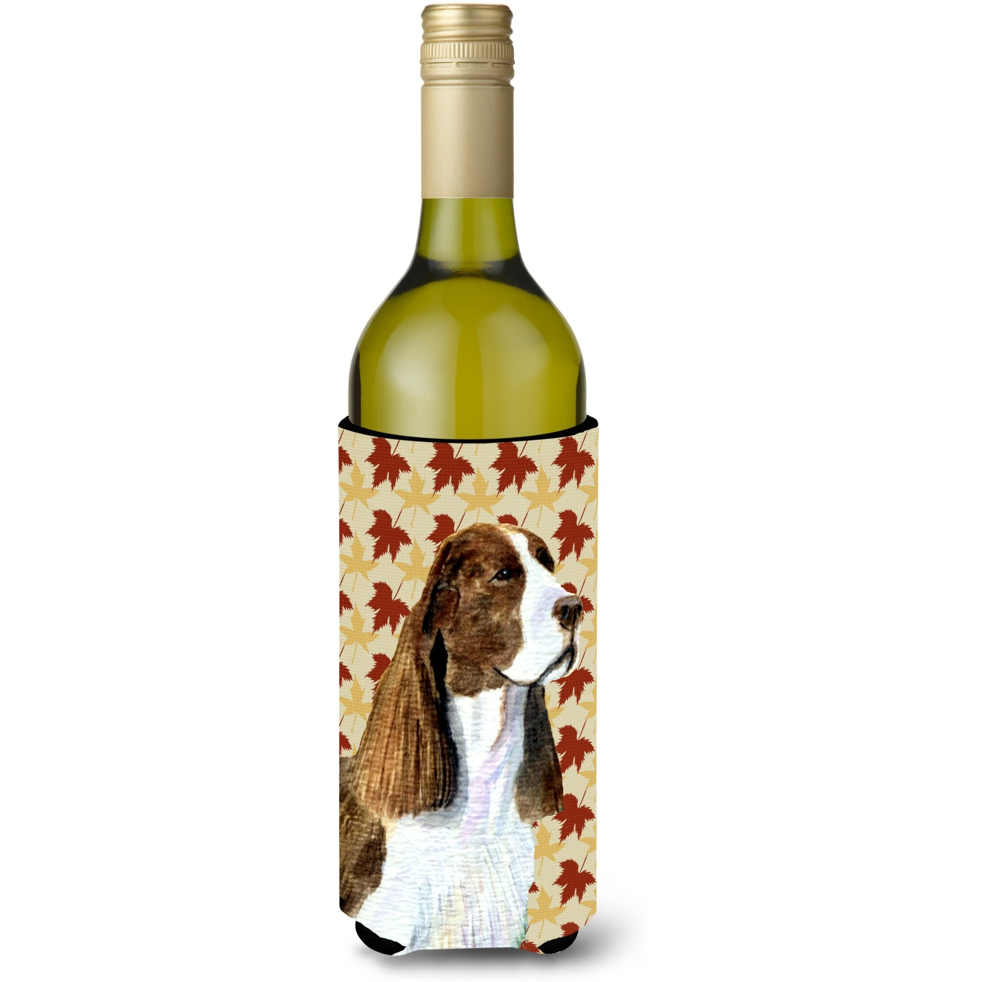 Springer Spaniel Fall Leaves Portrait Wine Bottle Beverage Insulator Beverage Insulator Hugger SS4343LITERK