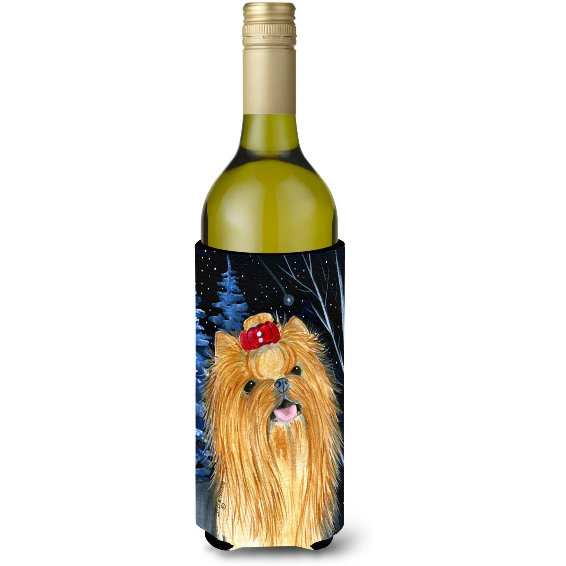 Starry Night Yorkie Wine Bottle Beverage Insulator Beverage Insulator Hugger SS8413LITERK